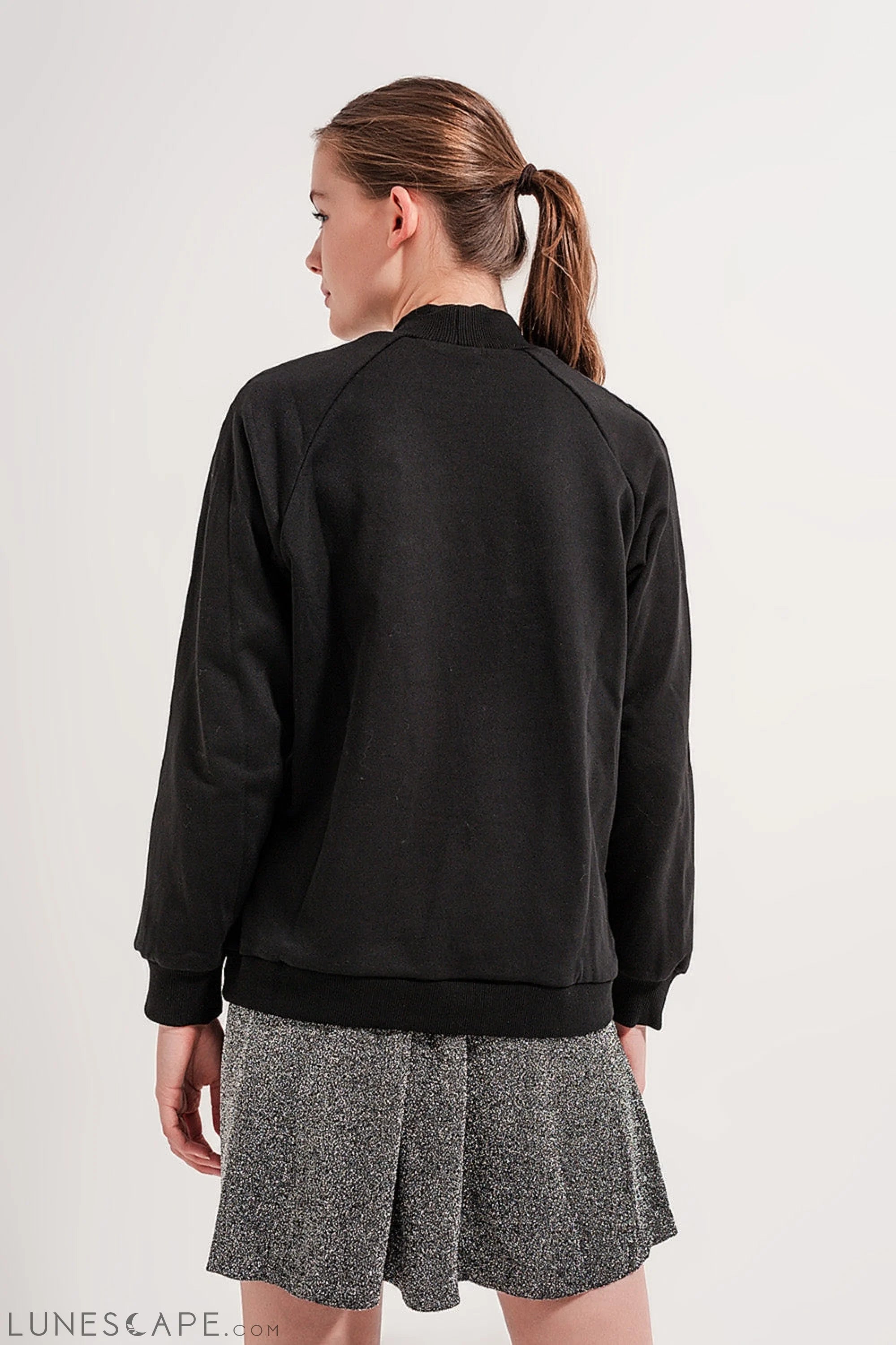 High Neck Sweatshirt in Black LUNESCAPE