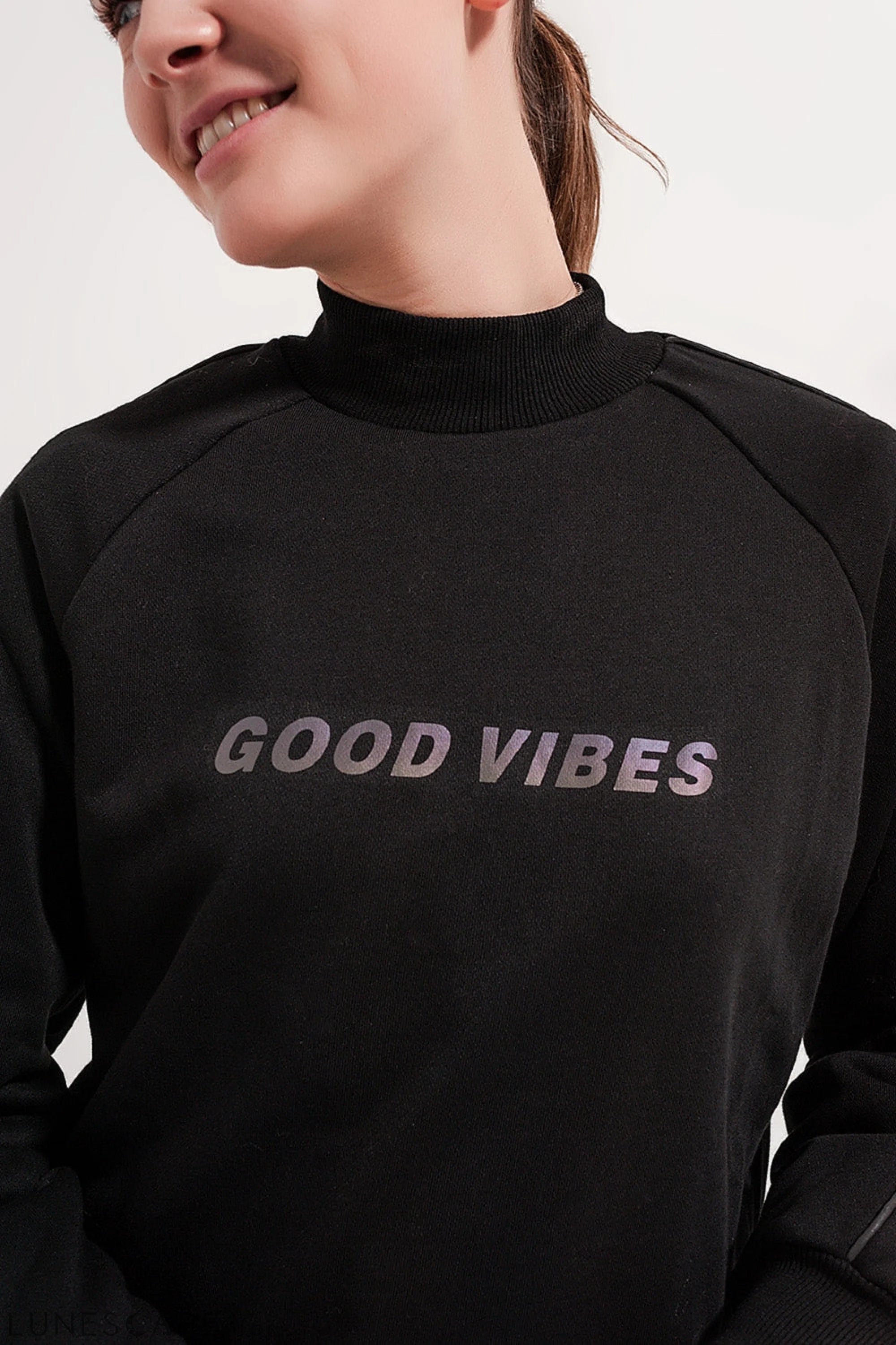 High Neck Sweatshirt in Black LUNESCAPE