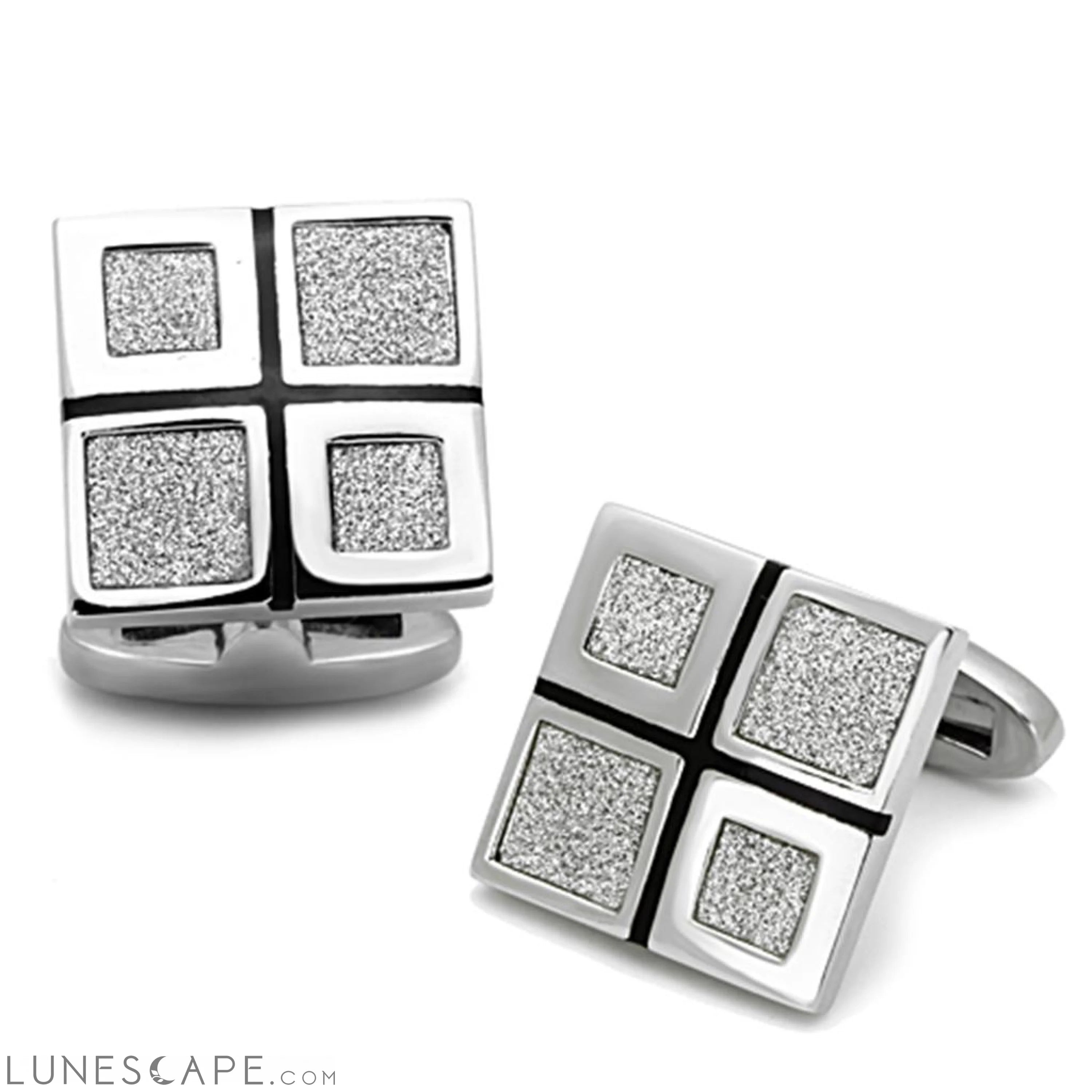 High polished (no plating) Stainless Steel Cufflink with LUNESCAPE