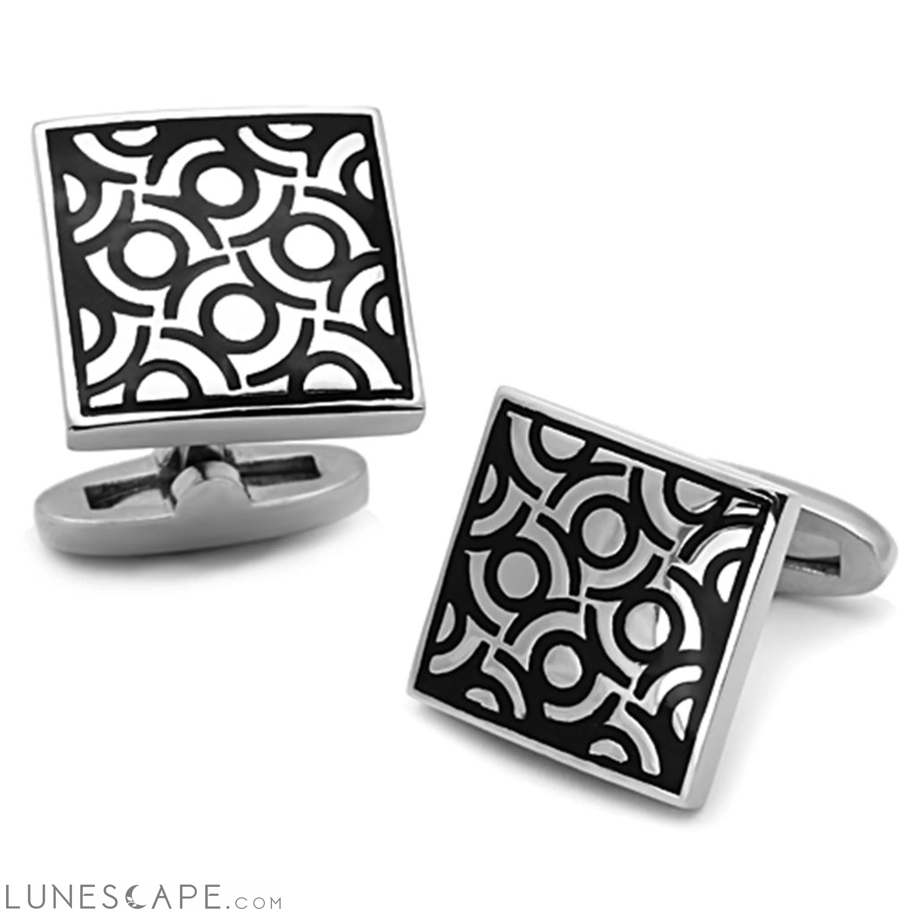 High polished (no plating) Stainless Steel Cufflink with LUNESCAPE