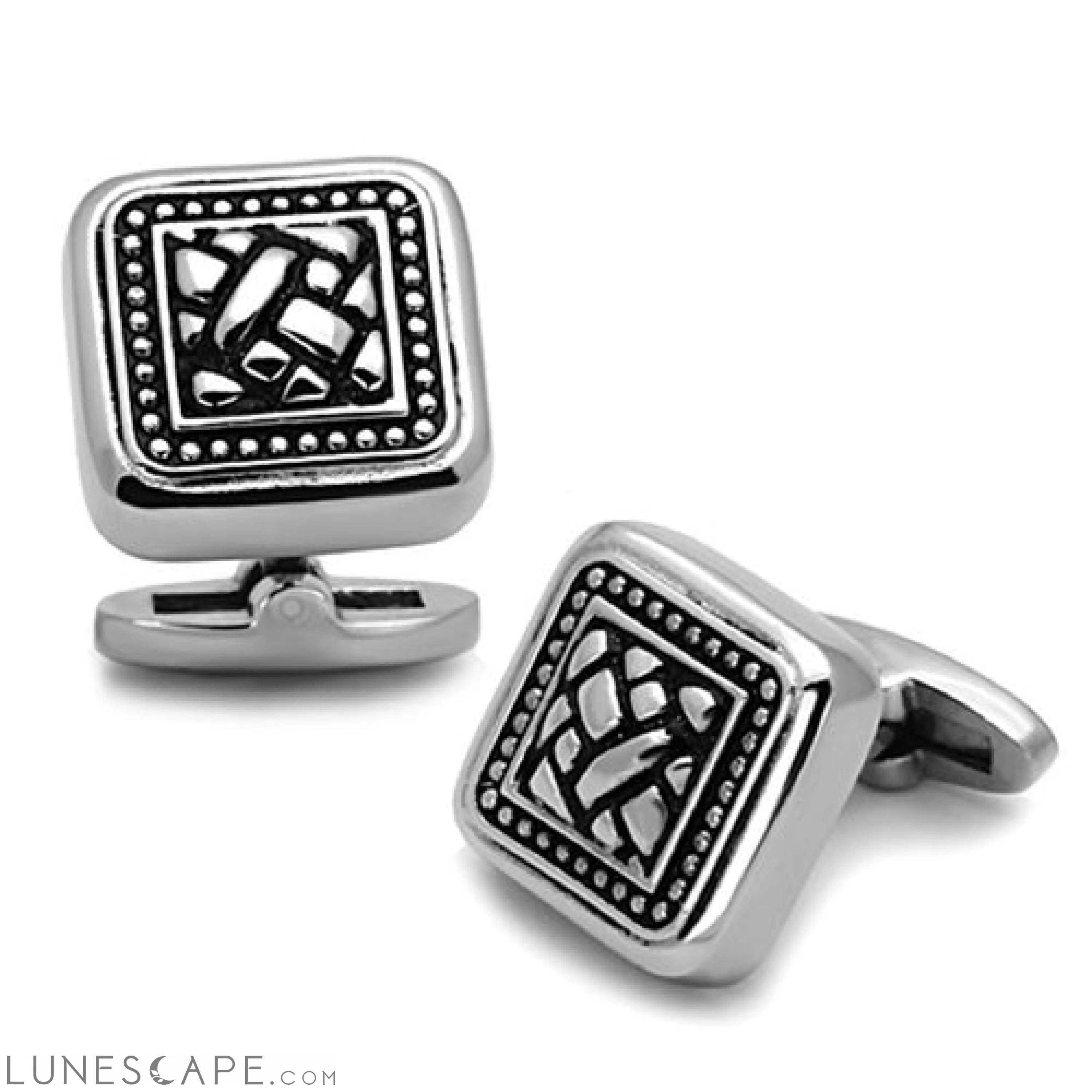 High polished (no plating) Stainless Steel Cufflink with LUNESCAPE