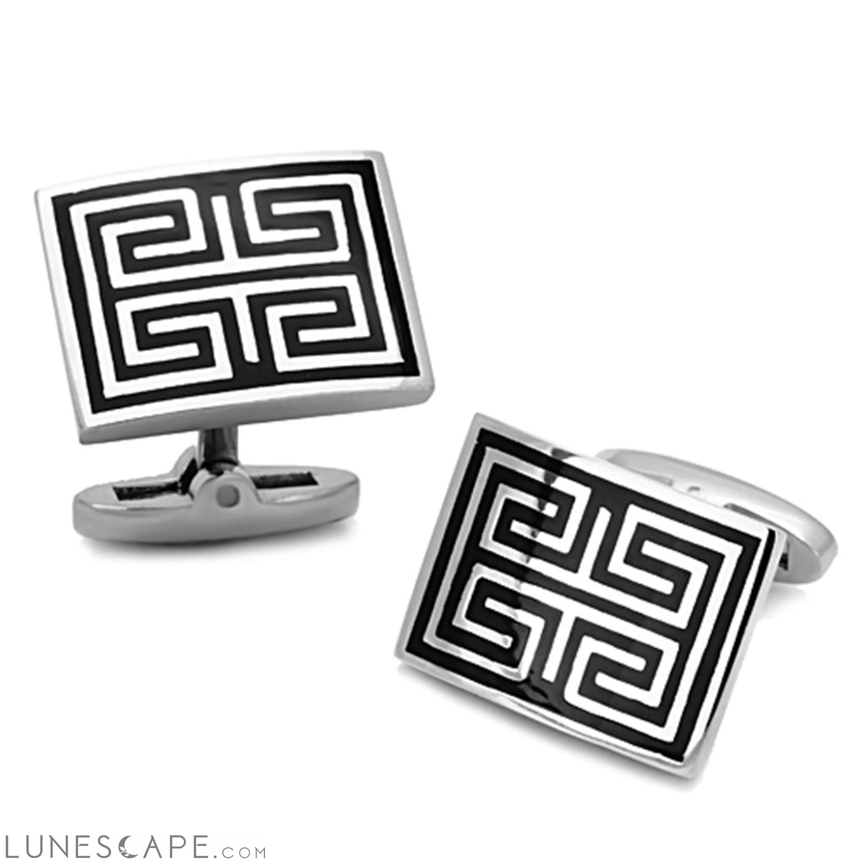 High polished (no plating) Stainless Steel Cufflink with LUNESCAPE