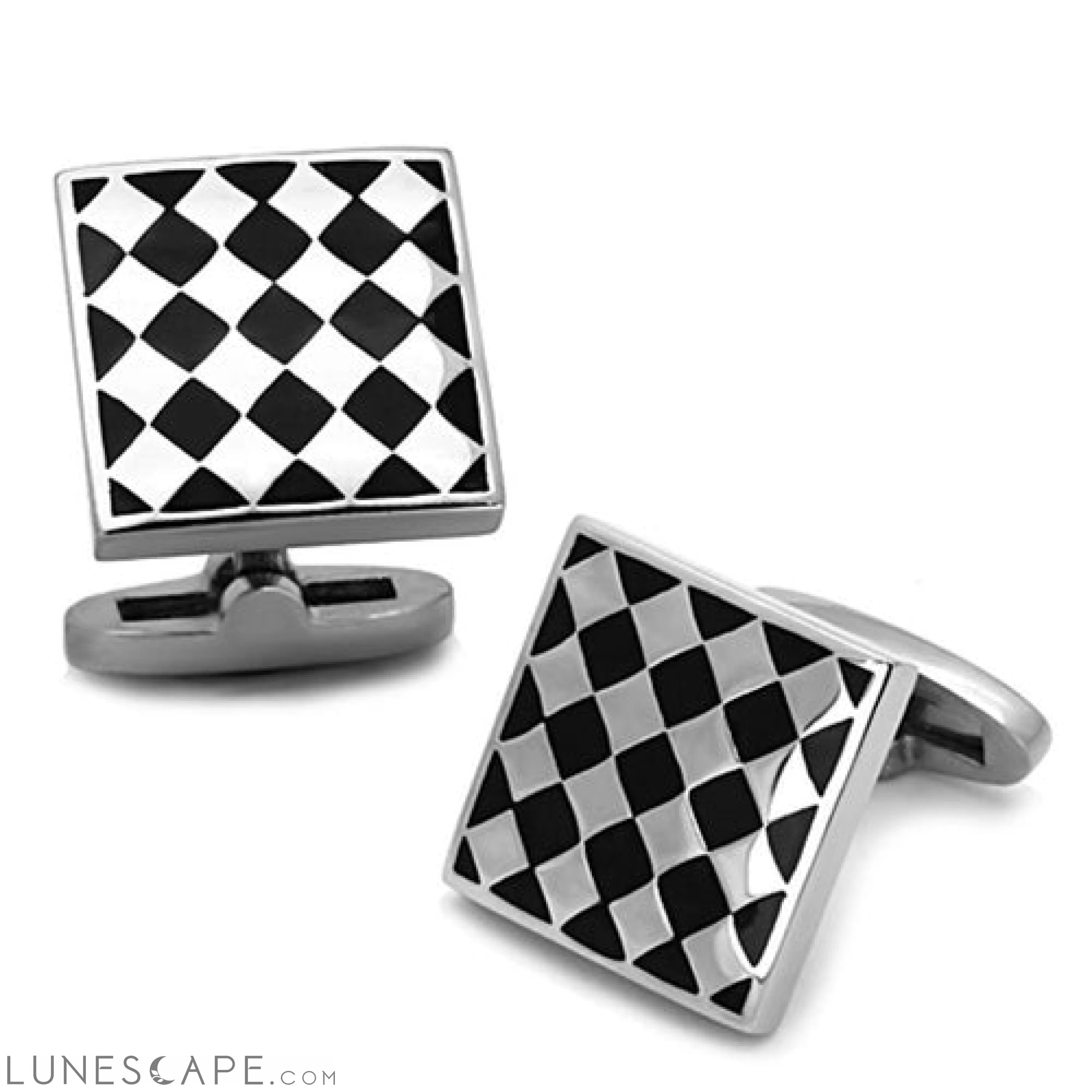 High polished (no plating) Stainless Steel Cufflink with LUNESCAPE