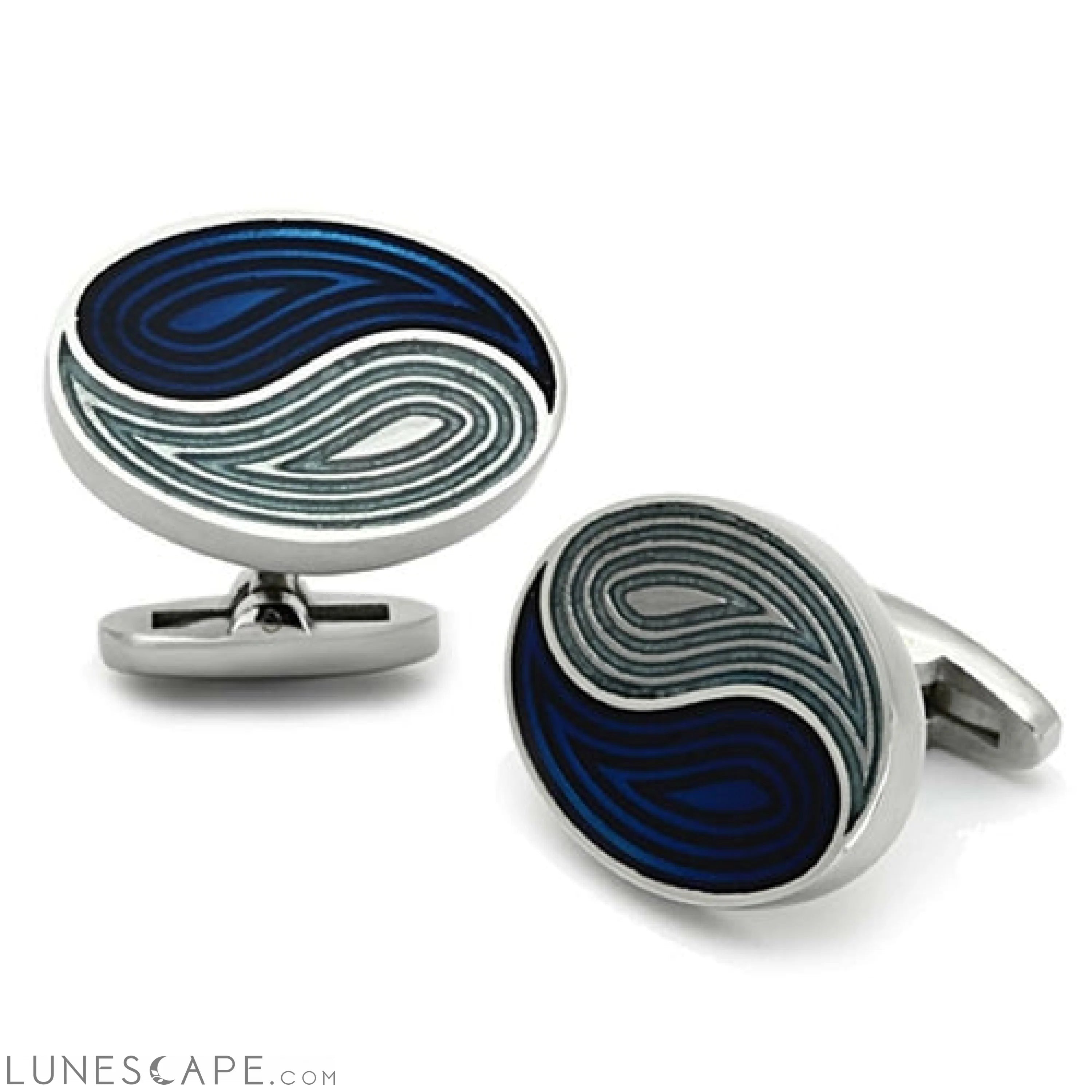 High polished (no plating) Stainless Steel Cufflink with LUNESCAPE