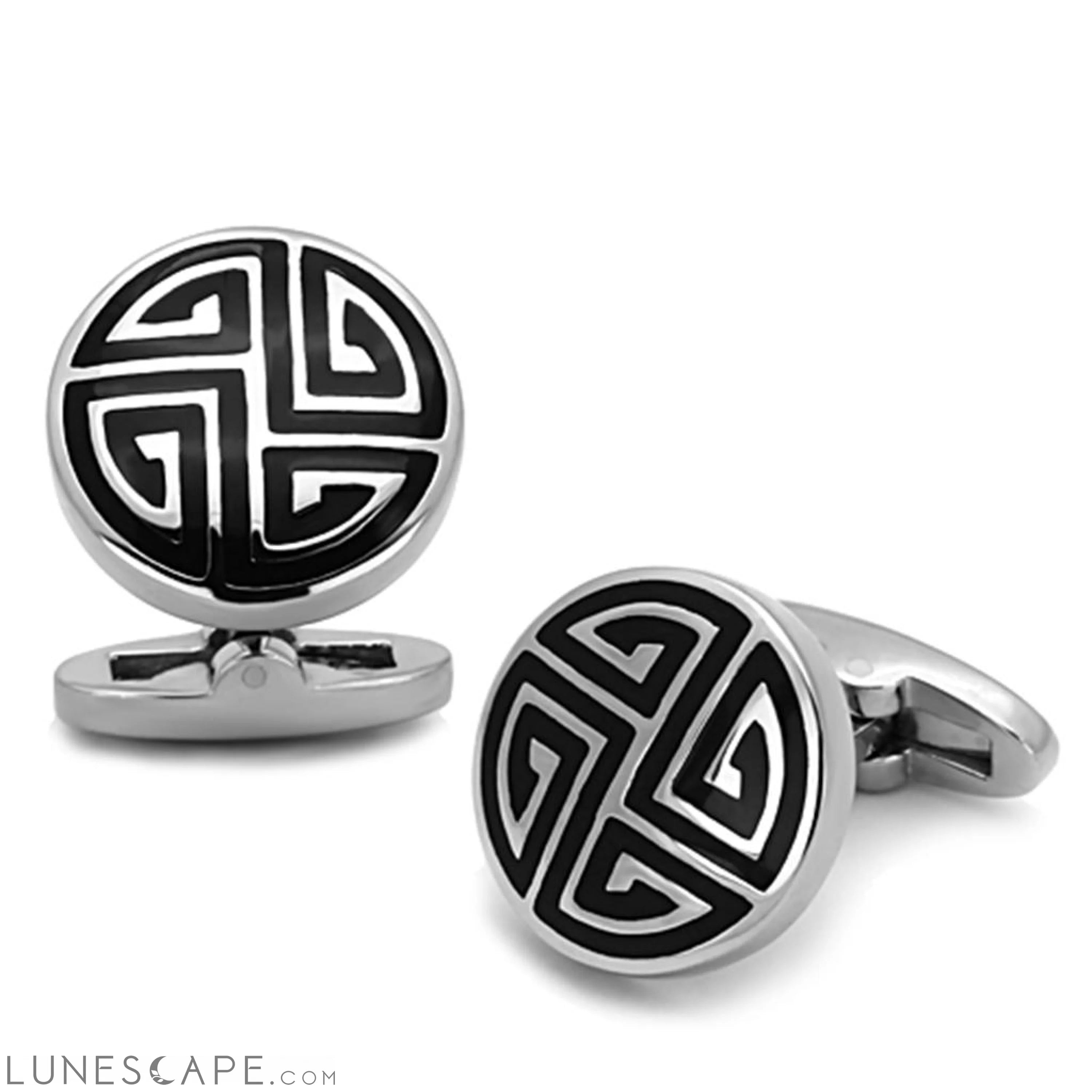 High polished (no plating) Stainless Steel Cufflink with LUNESCAPE