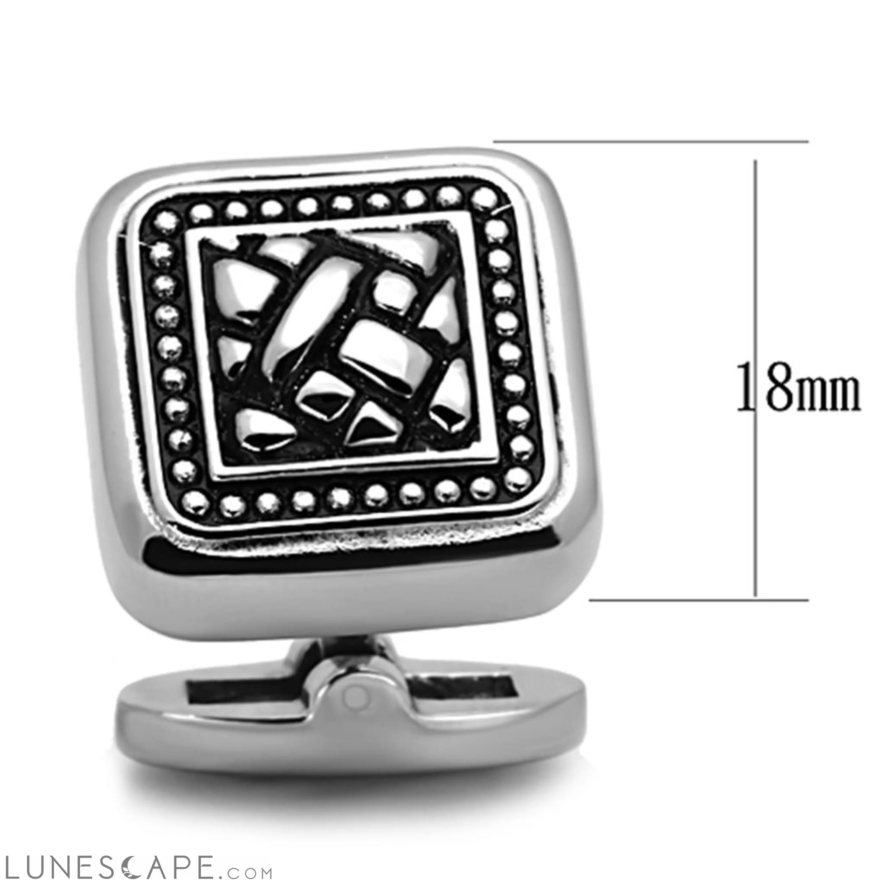 High polished (no plating) Stainless Steel Cufflink with LUNESCAPE