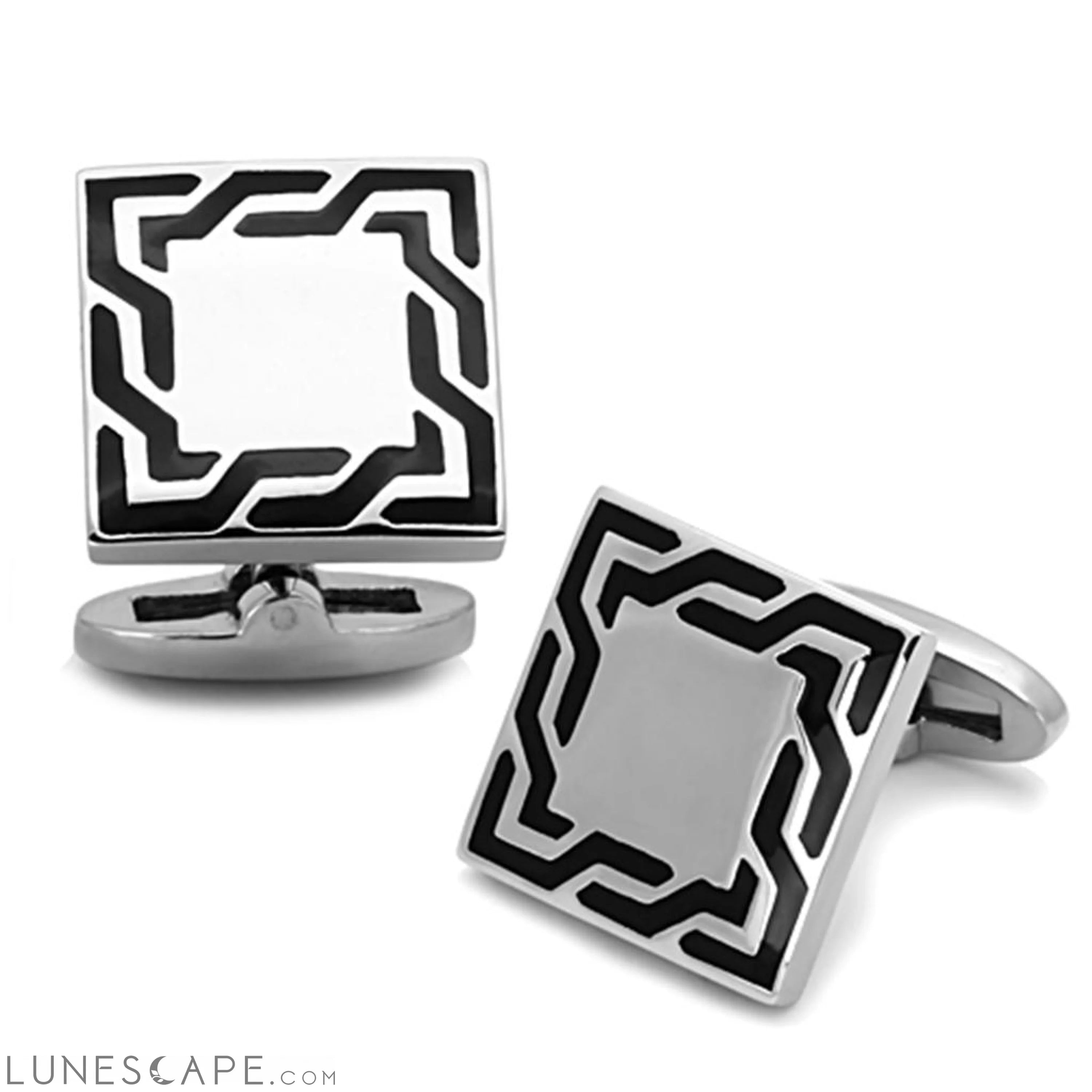 High polished (no plating) Stainless Steel Cufflink with LUNESCAPE