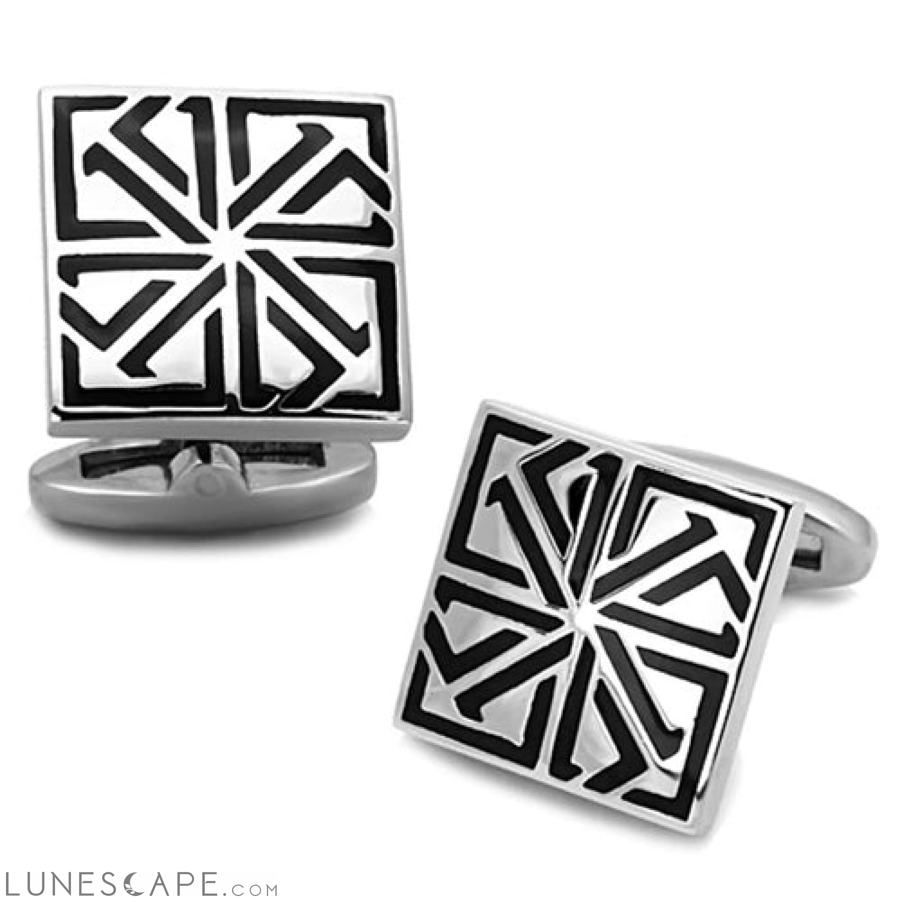 High polished (no plating) Stainless Steel Cufflink with LUNESCAPE