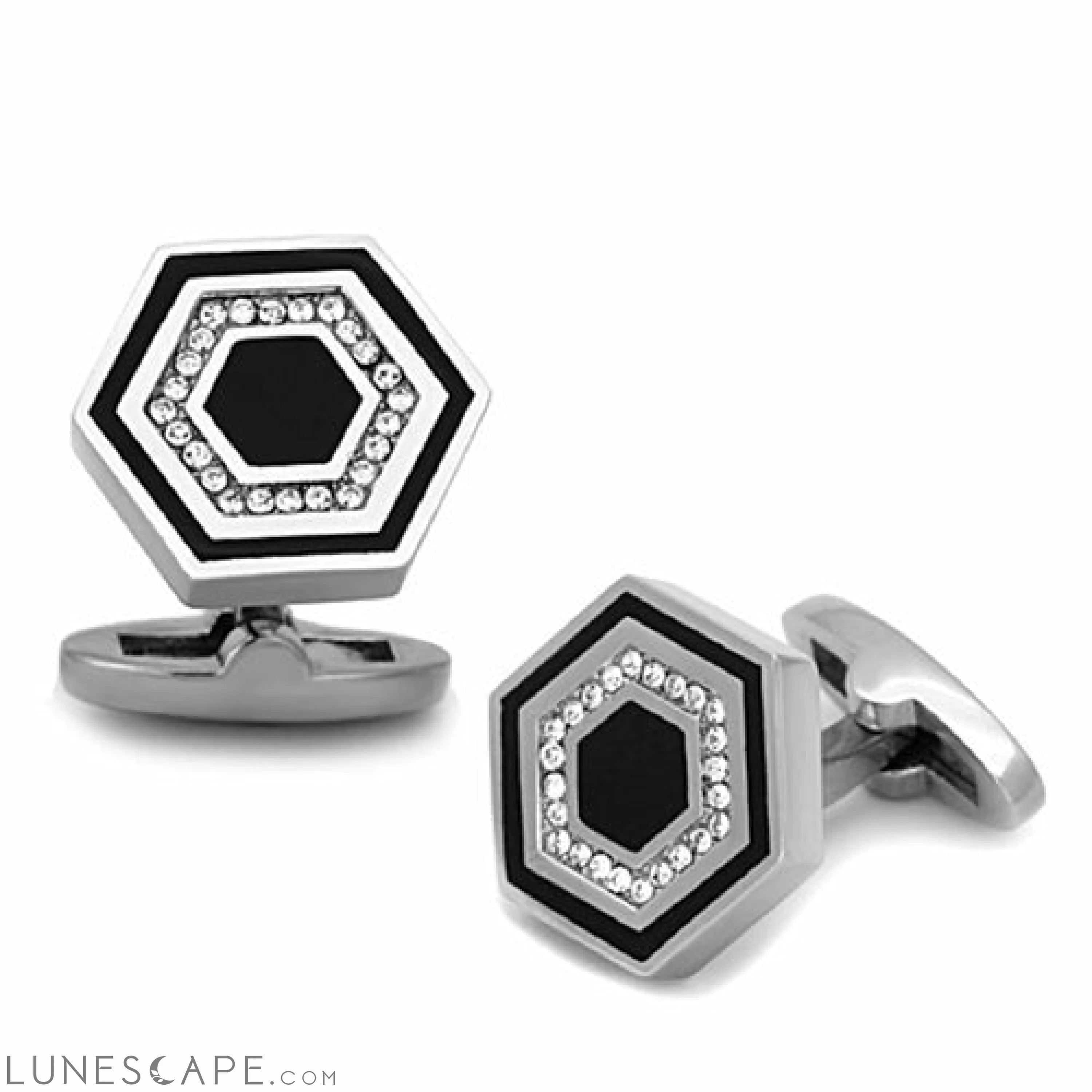 High polished (no plating) Stainless Steel Cufflink with Top LUNESCAPE