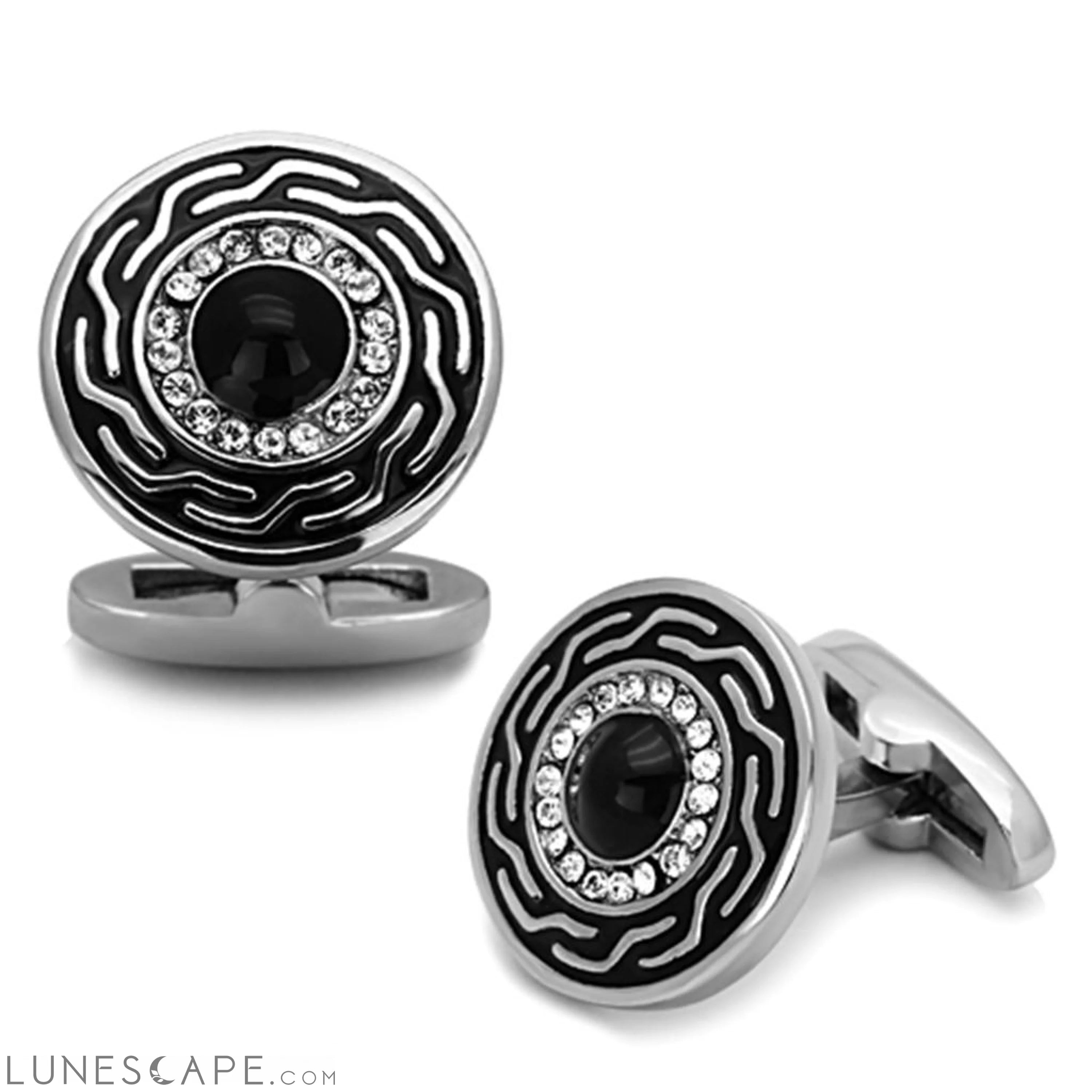 High polished (no plating) Stainless Steel Cufflink with Top LUNESCAPE