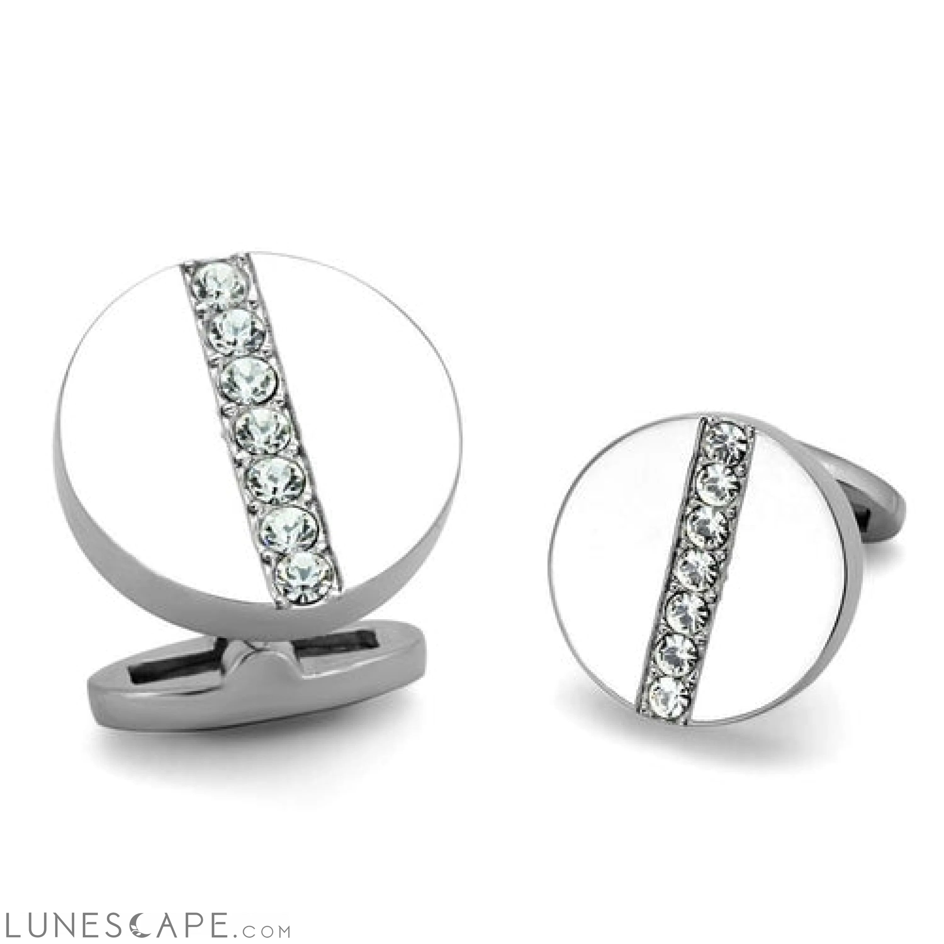 High polished (no plating) Stainless Steel Cufflink with Top LUNESCAPE