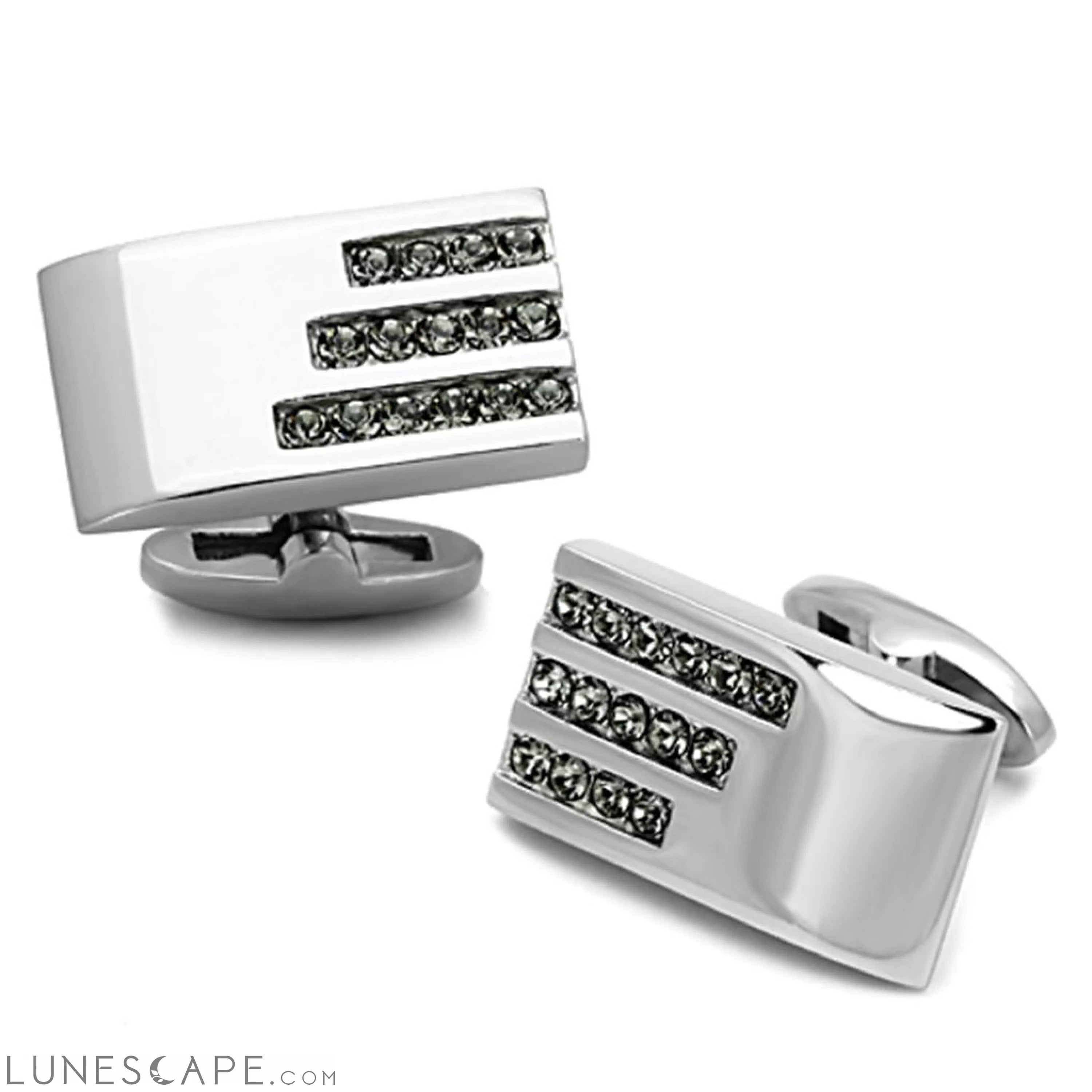 High polished (no plating) Stainless Steel Cufflink with Top LUNESCAPE