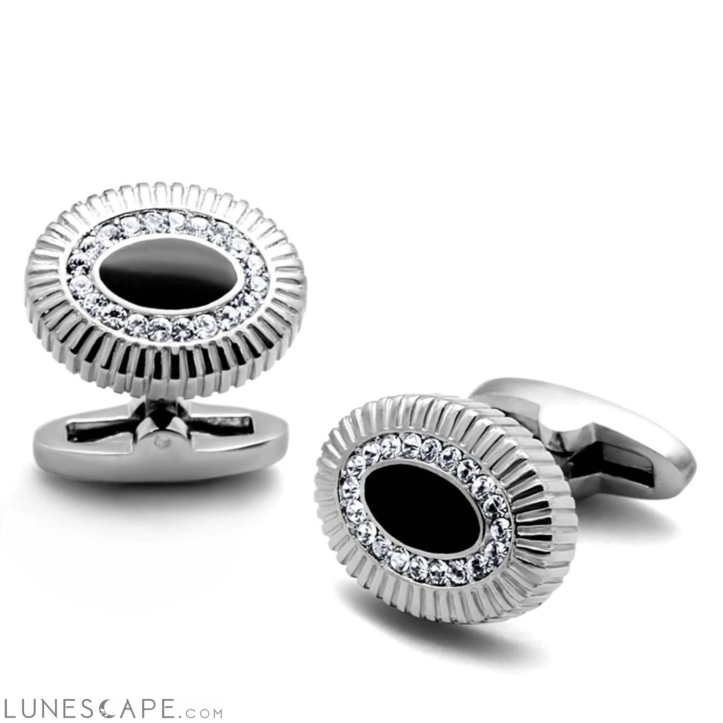 High polished (no plating) Stainless Steel Cufflink with Top LUNESCAPE