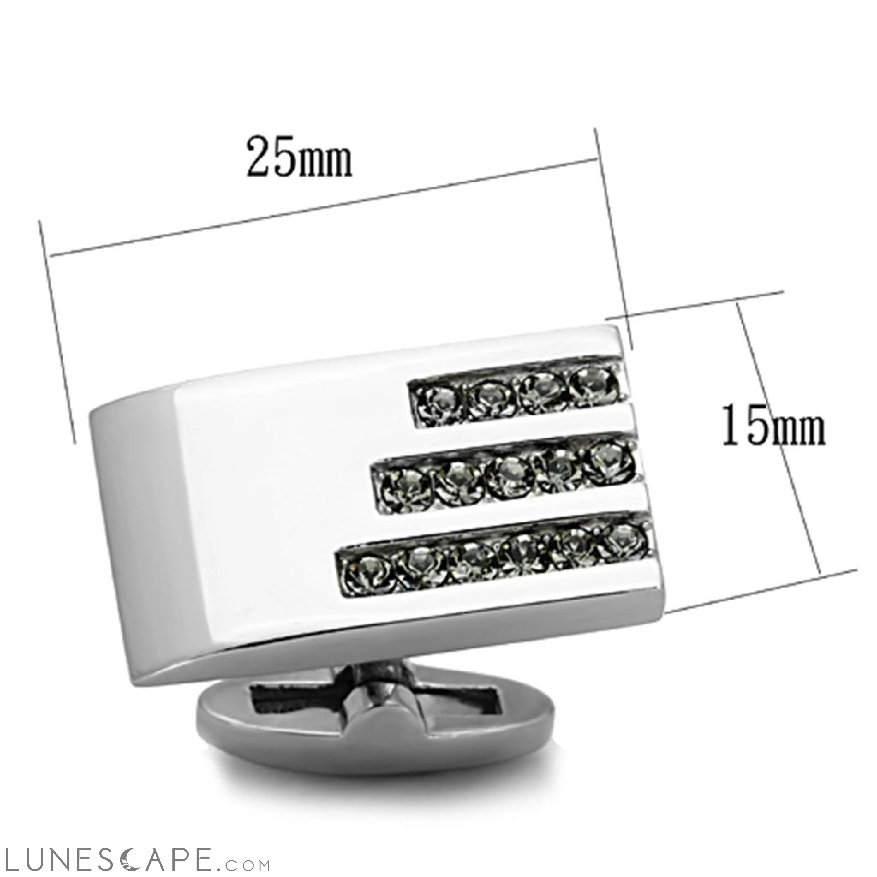 High polished (no plating) Stainless Steel Cufflink with Top LUNESCAPE