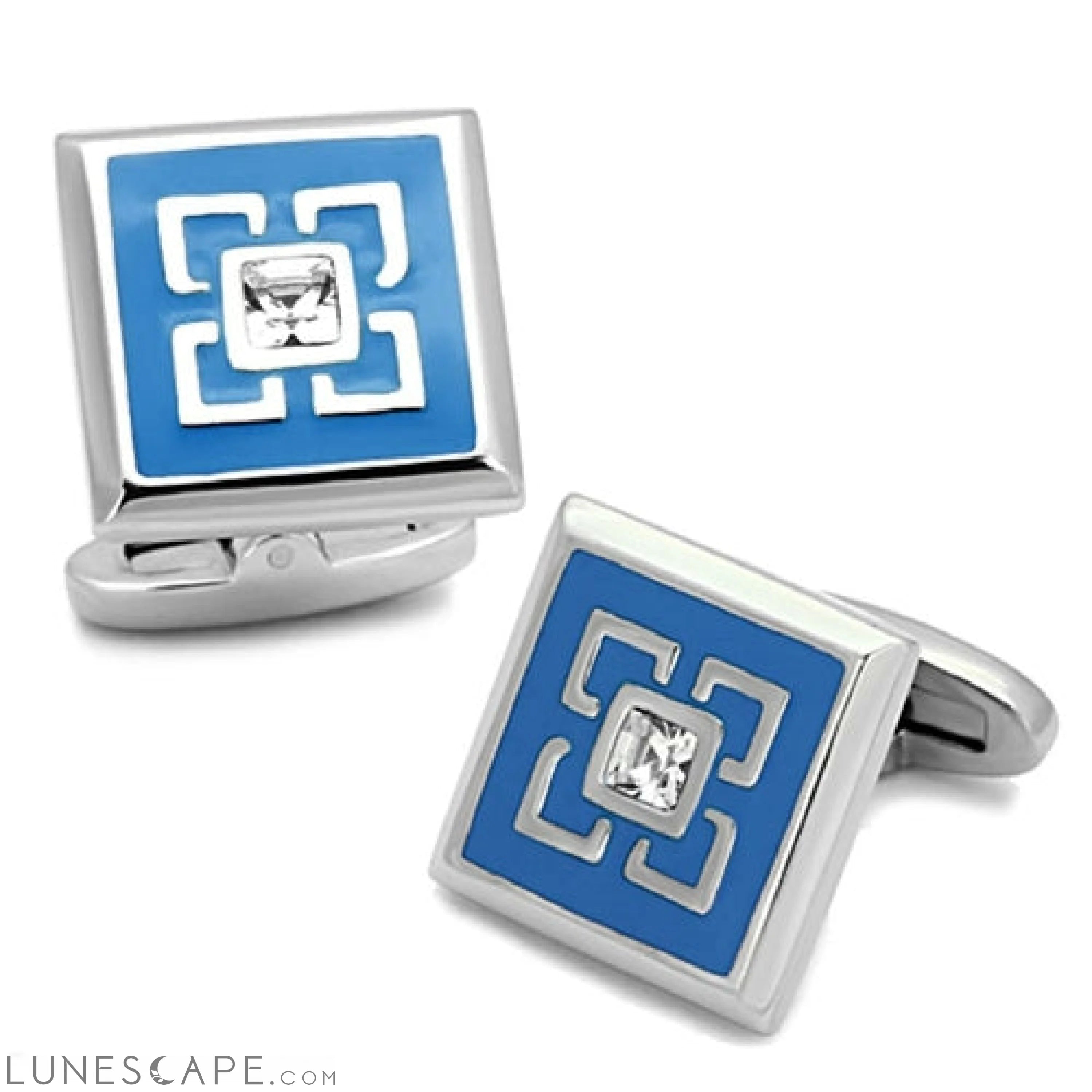 High polished (no plating) Stainless Steel Cufflink with Top LUNESCAPE