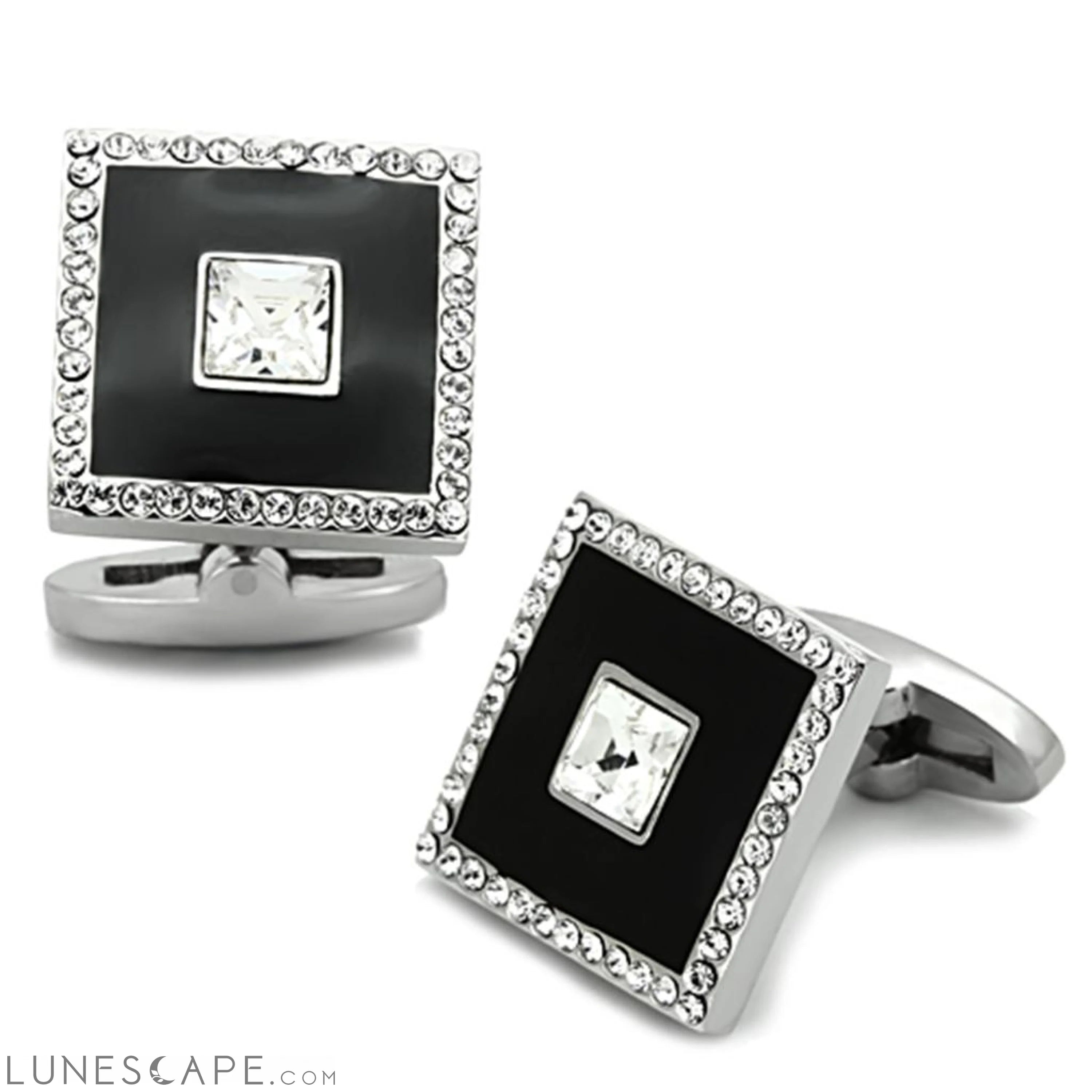 High polished (no plating) Stainless Steel Cufflink with Top LUNESCAPE