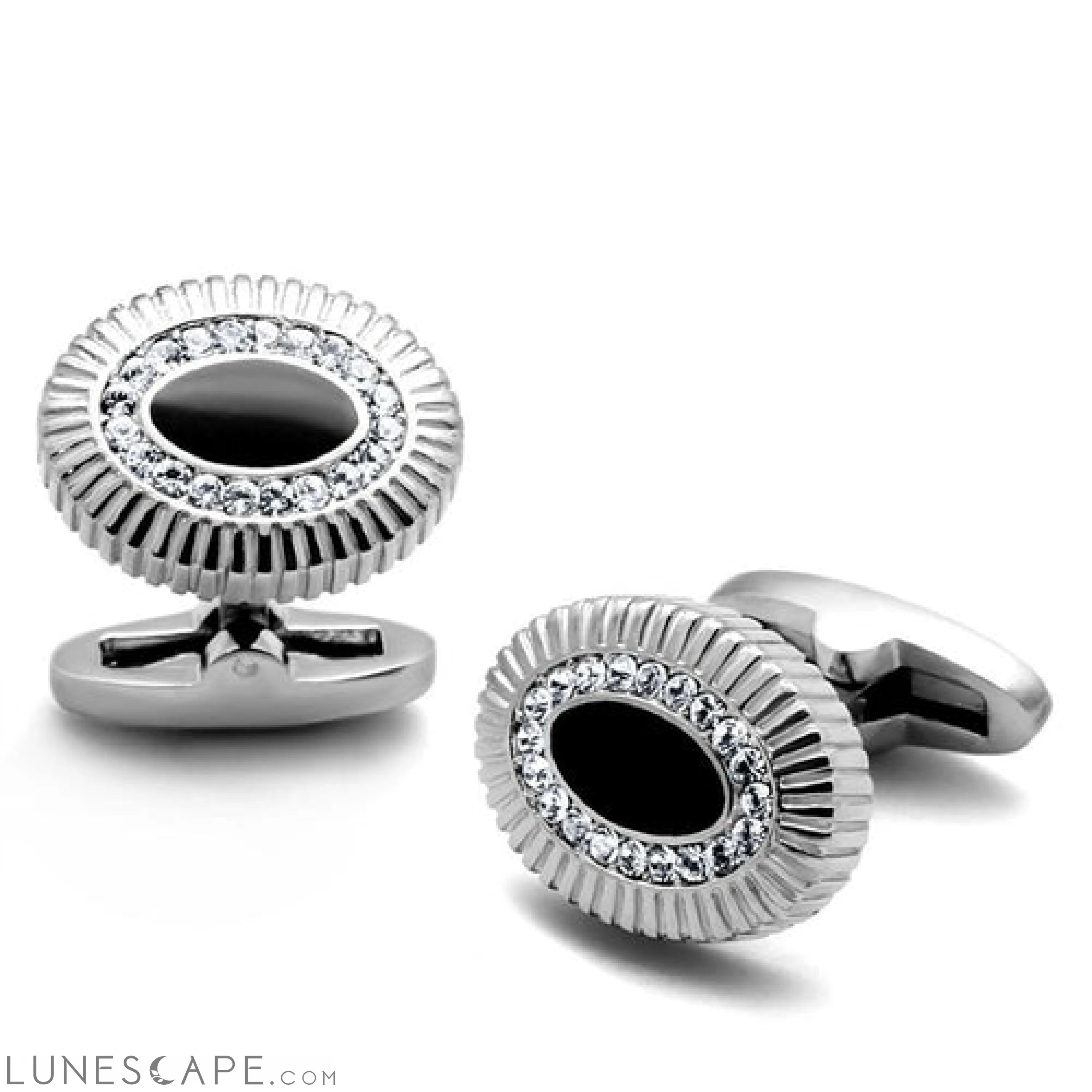 High polished (no plating) Stainless Steel Cufflink with Top LUNESCAPE