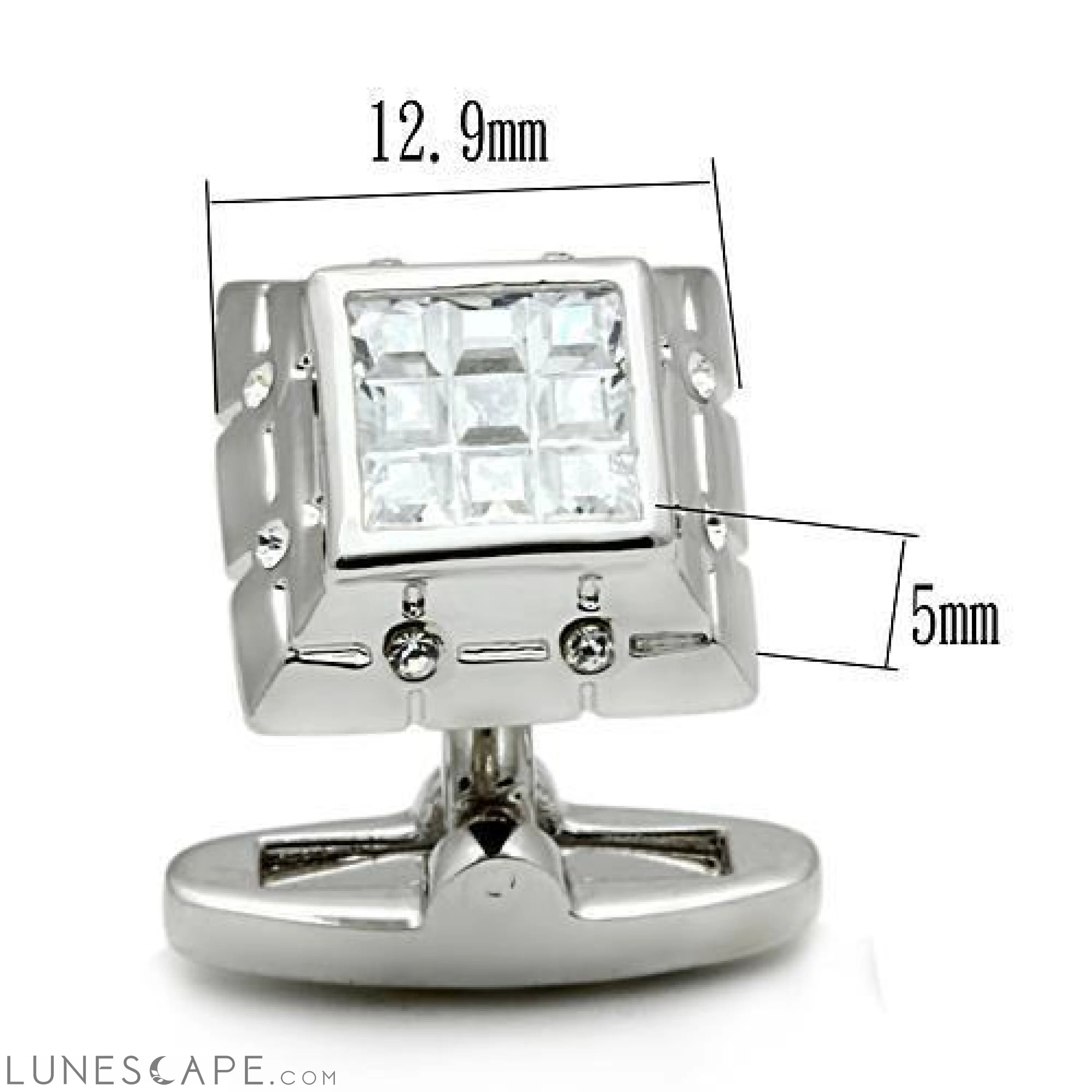 hodium Brass Cufflink with AAA Grade CZ  in Clear LUNESCAPE