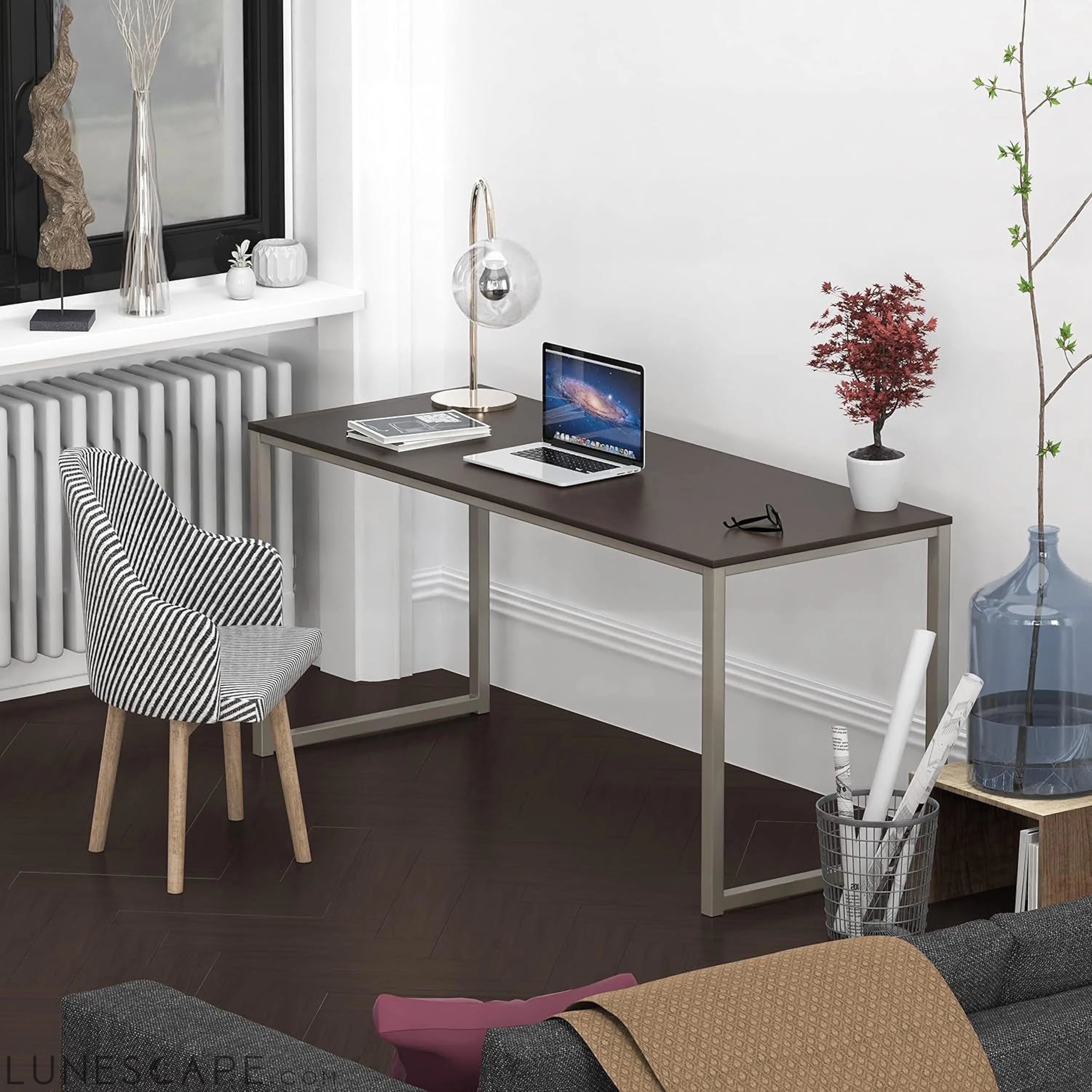 Home Office 55-Inch Computer Desk, 24" Deep, Espresso LUNESCAPE
