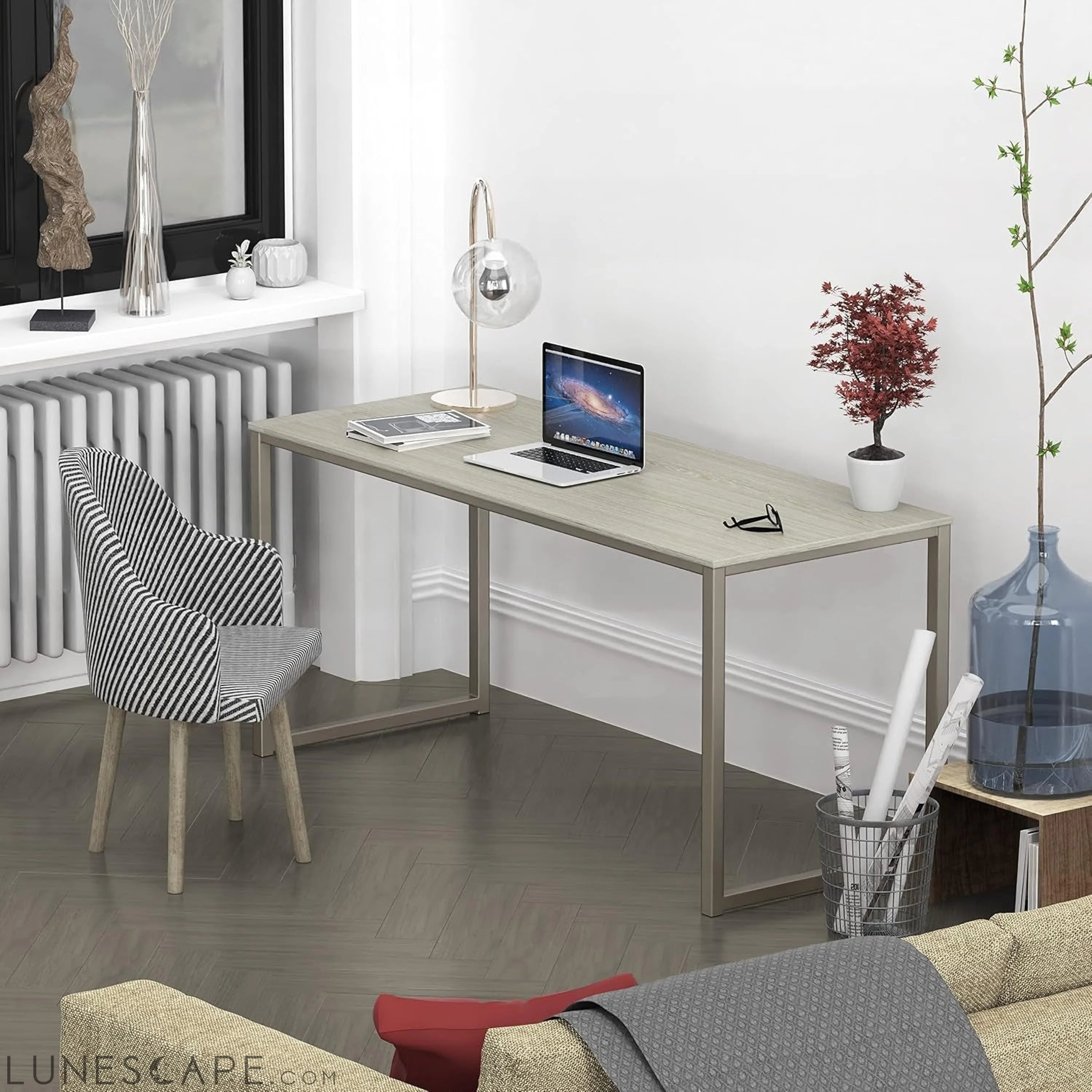 Home Office 55-Inch Computer Desk, 24" Deep, Maple LUNESCAPE