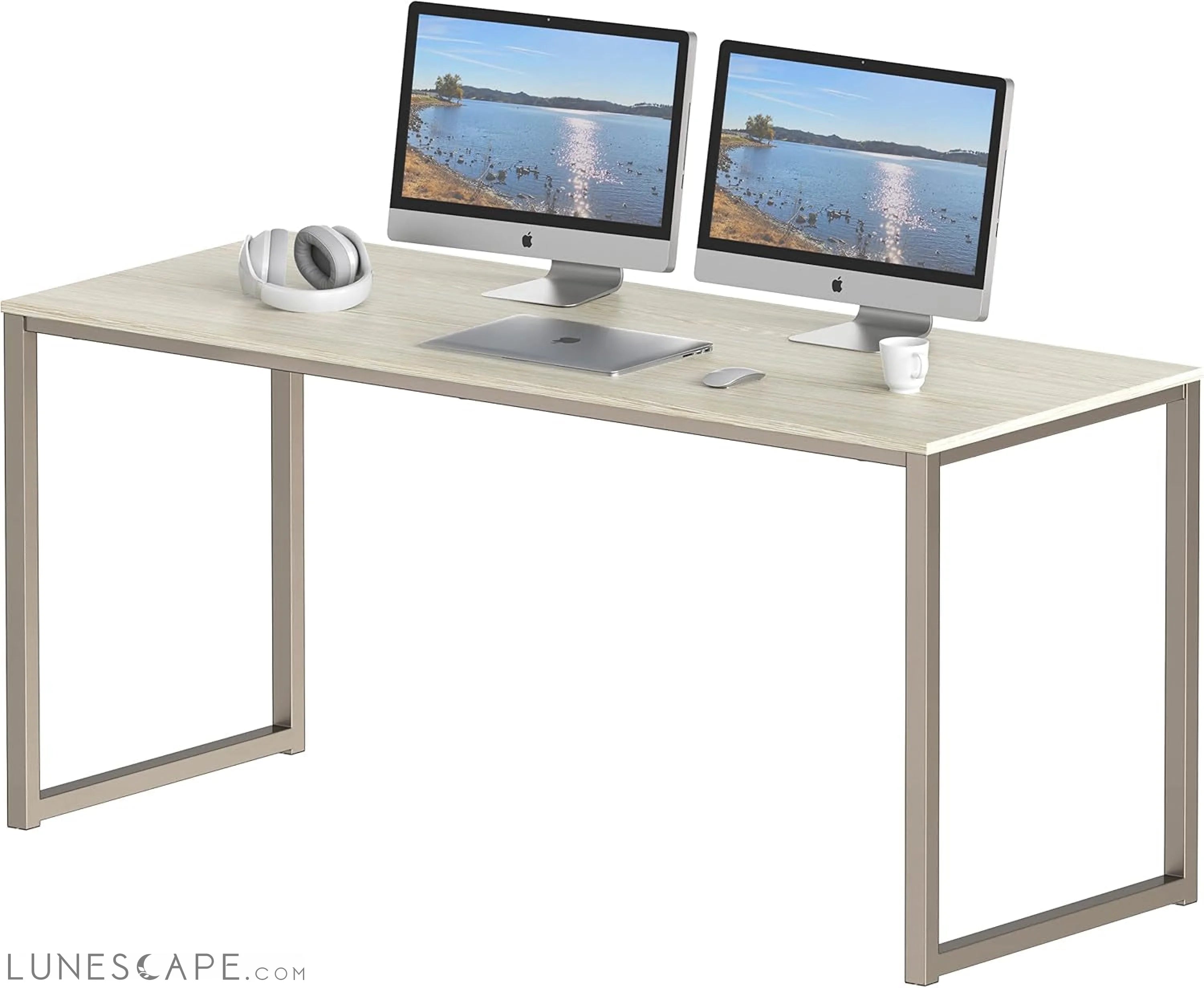 Home Office 55-Inch Computer Desk, 24" Deep, Maple LUNESCAPE