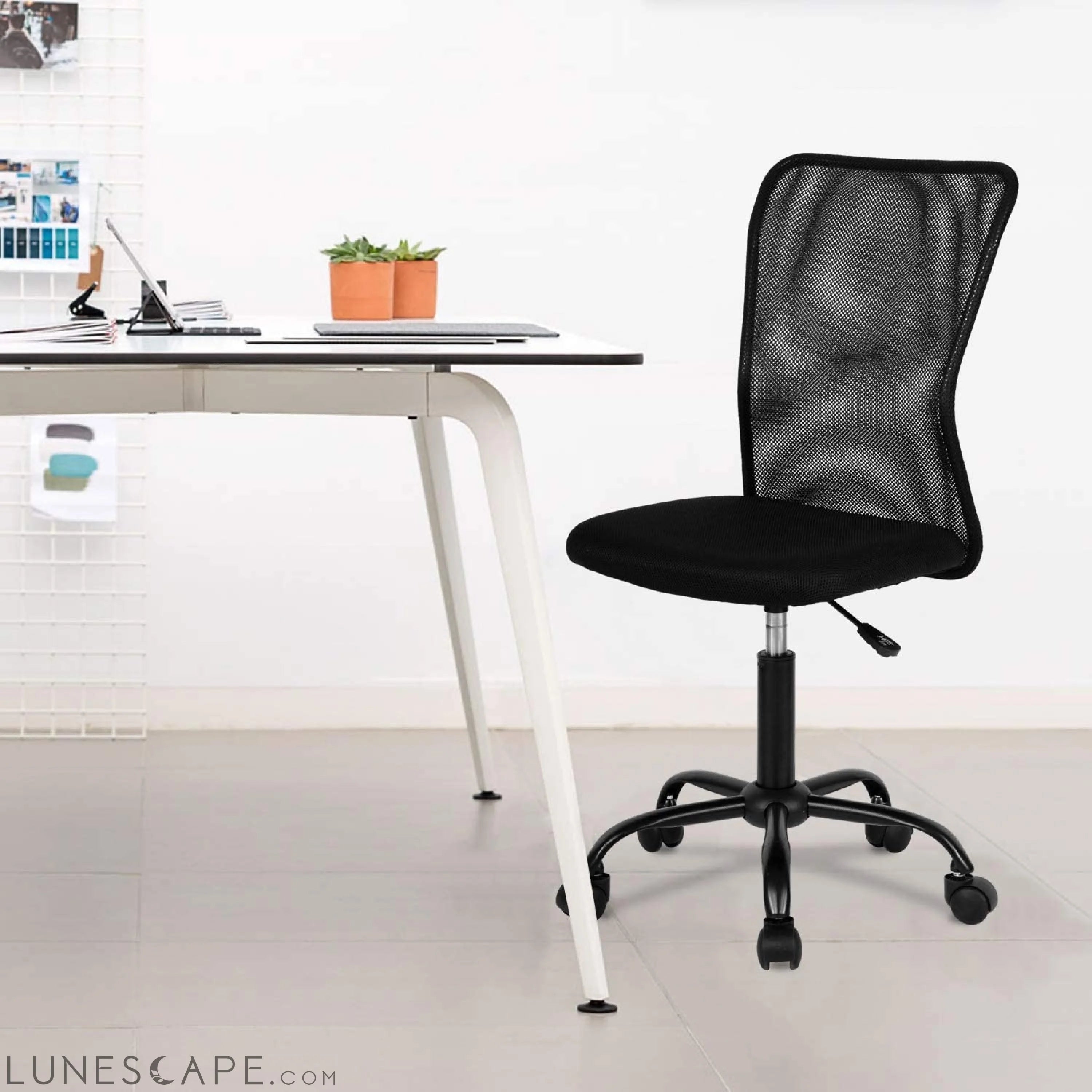 Home Office Chair Mid Back Mesh Desk Chair Armless Computer Chair LUNESCAPE