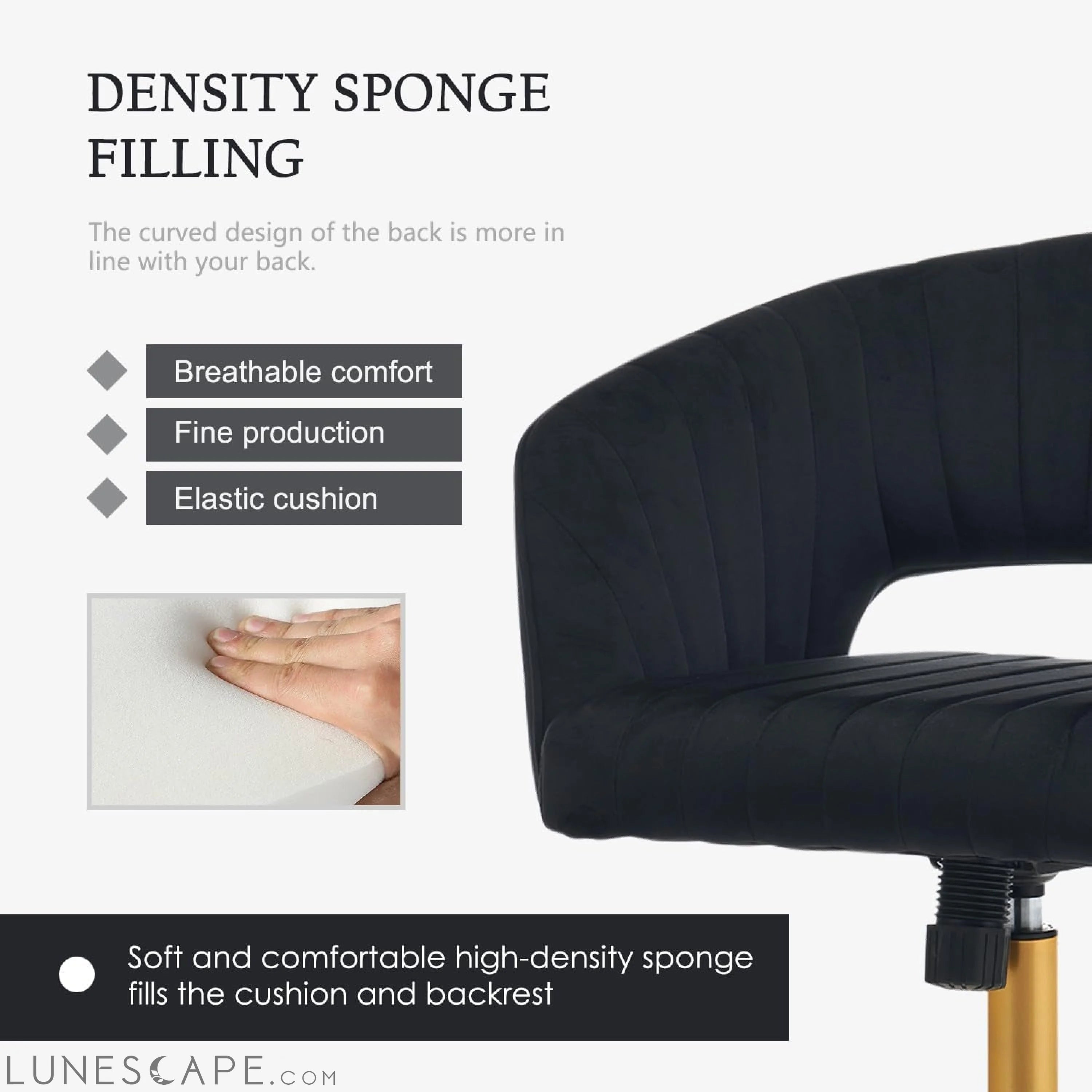 Home Office Chair Swivel Velvet Desk Chair, Vanity Chair with 360 LUNESCAPE