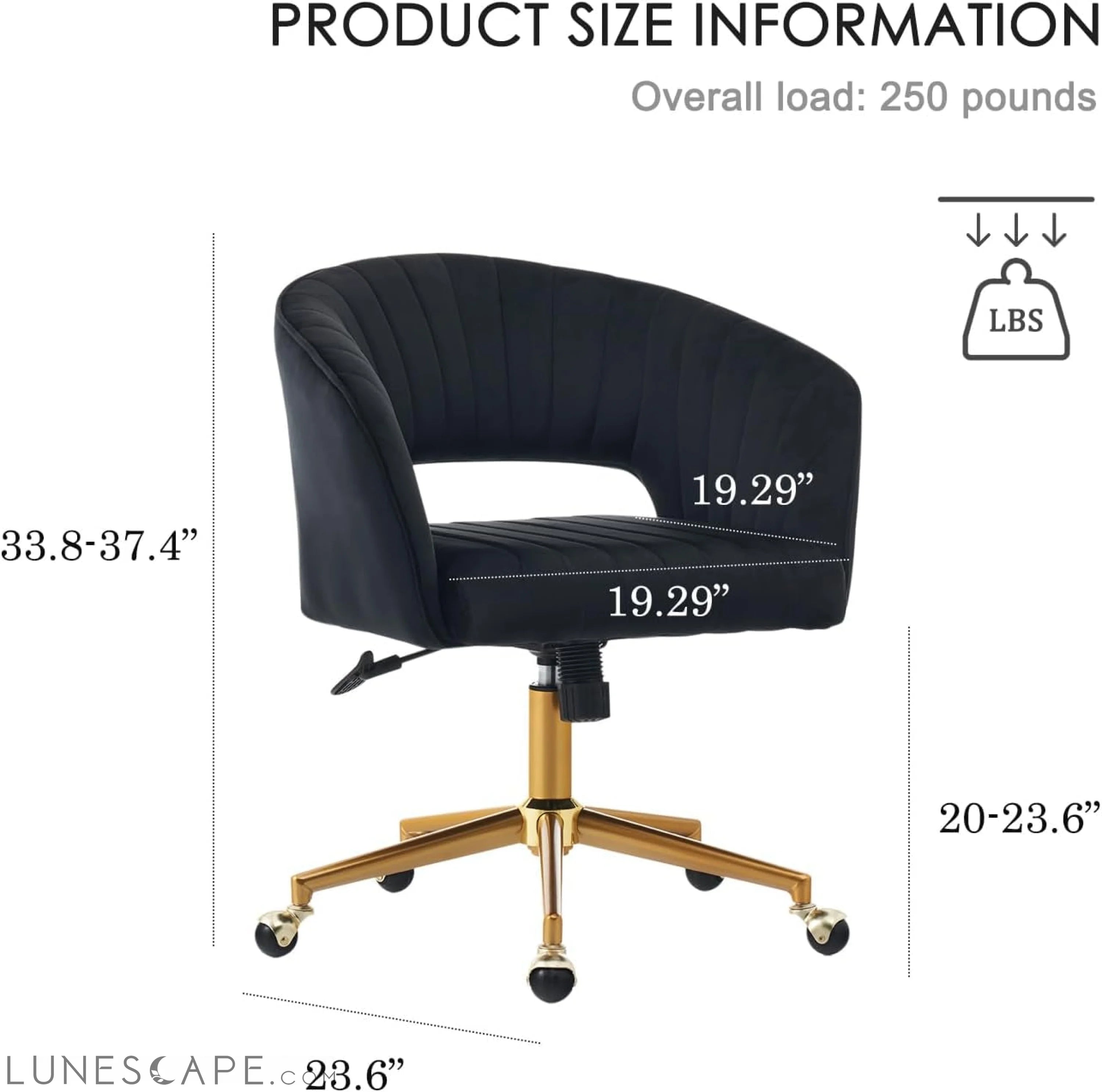 Home Office Chair Swivel Velvet Desk Chair, Vanity Chair with 360 LUNESCAPE