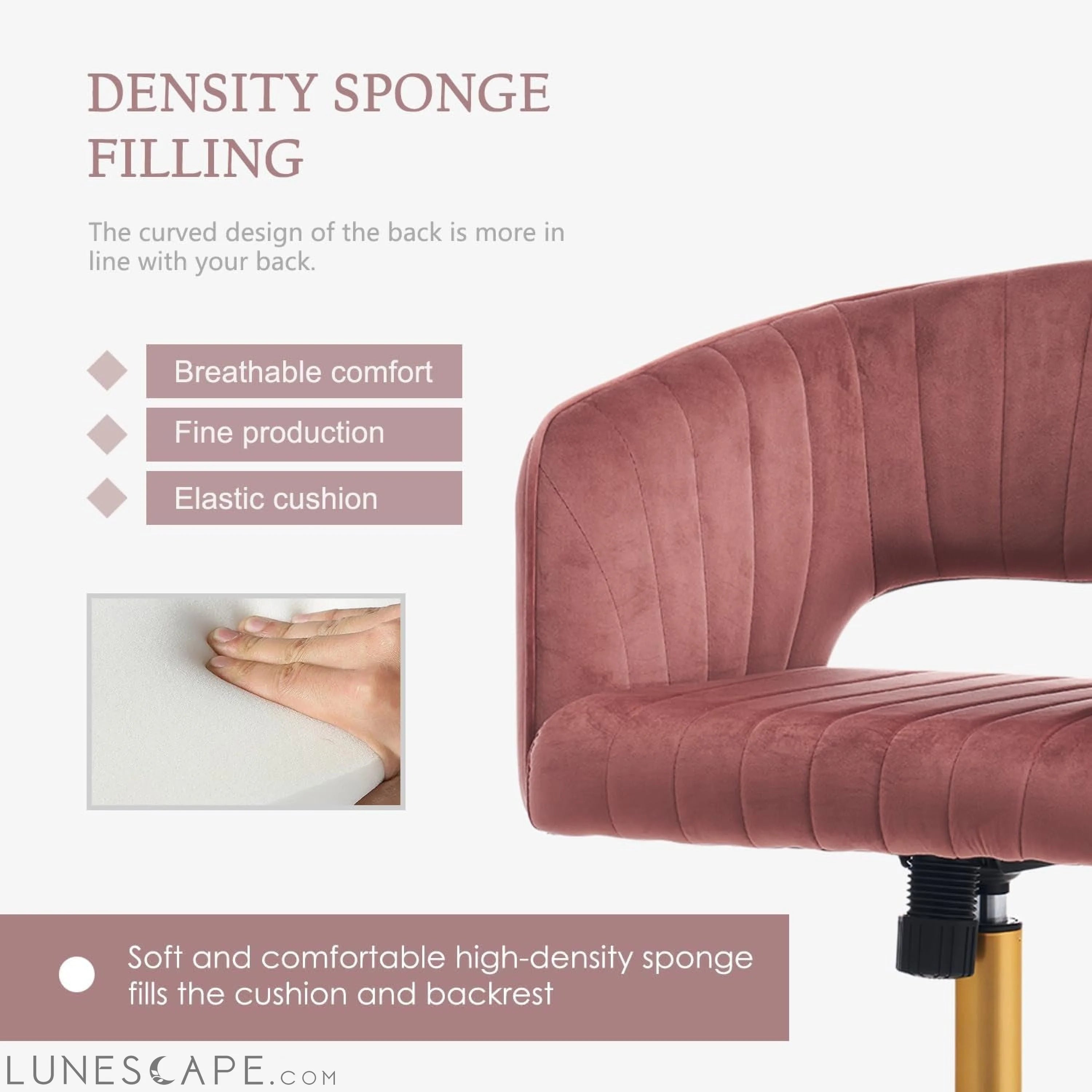 Home Office Chair Swivel Velvet Desk Chair, Vanity Chair with 360 LUNESCAPE