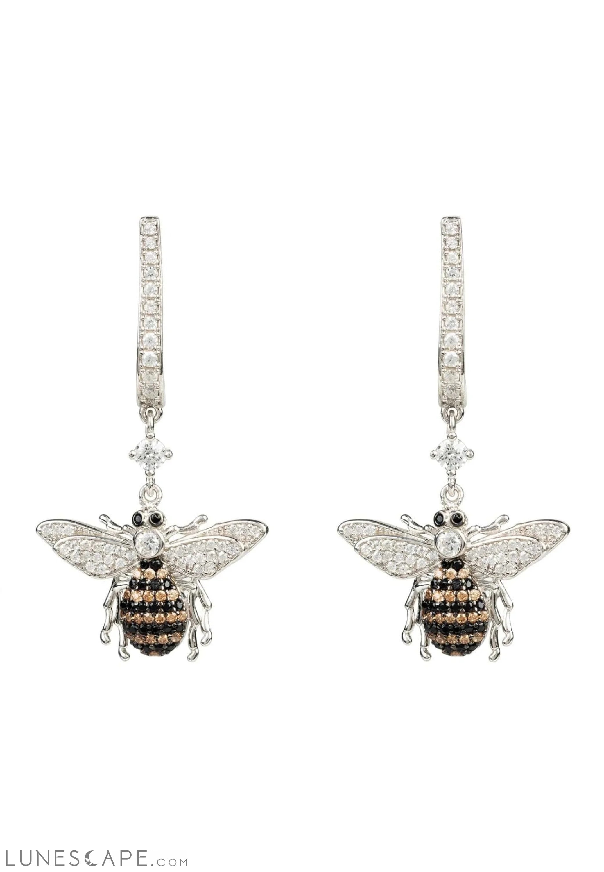 Honey Bee Drop Earring Silver LUNESCAPE