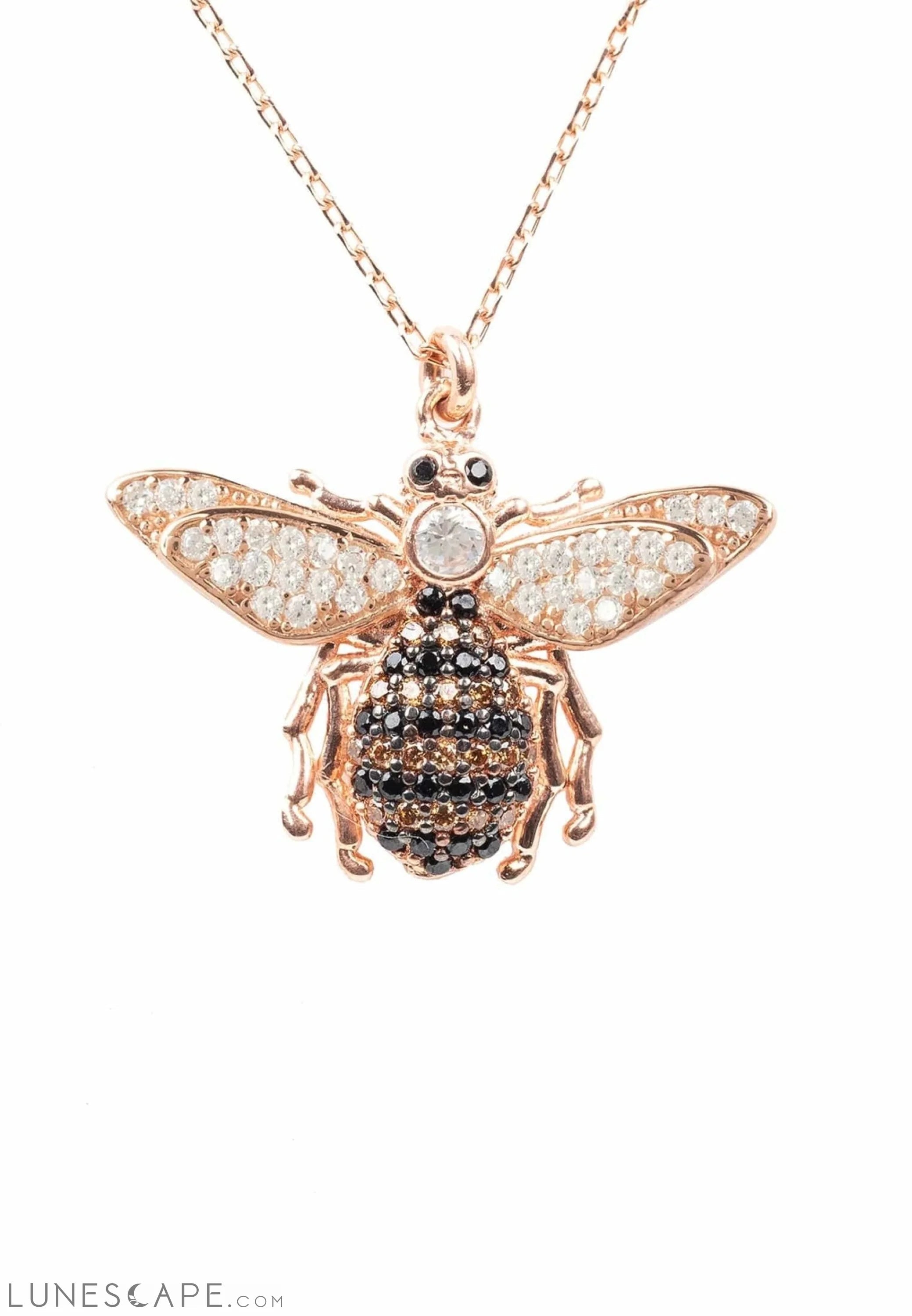Honey Bee Pendant Necklace Rosegold LUNESCAPE