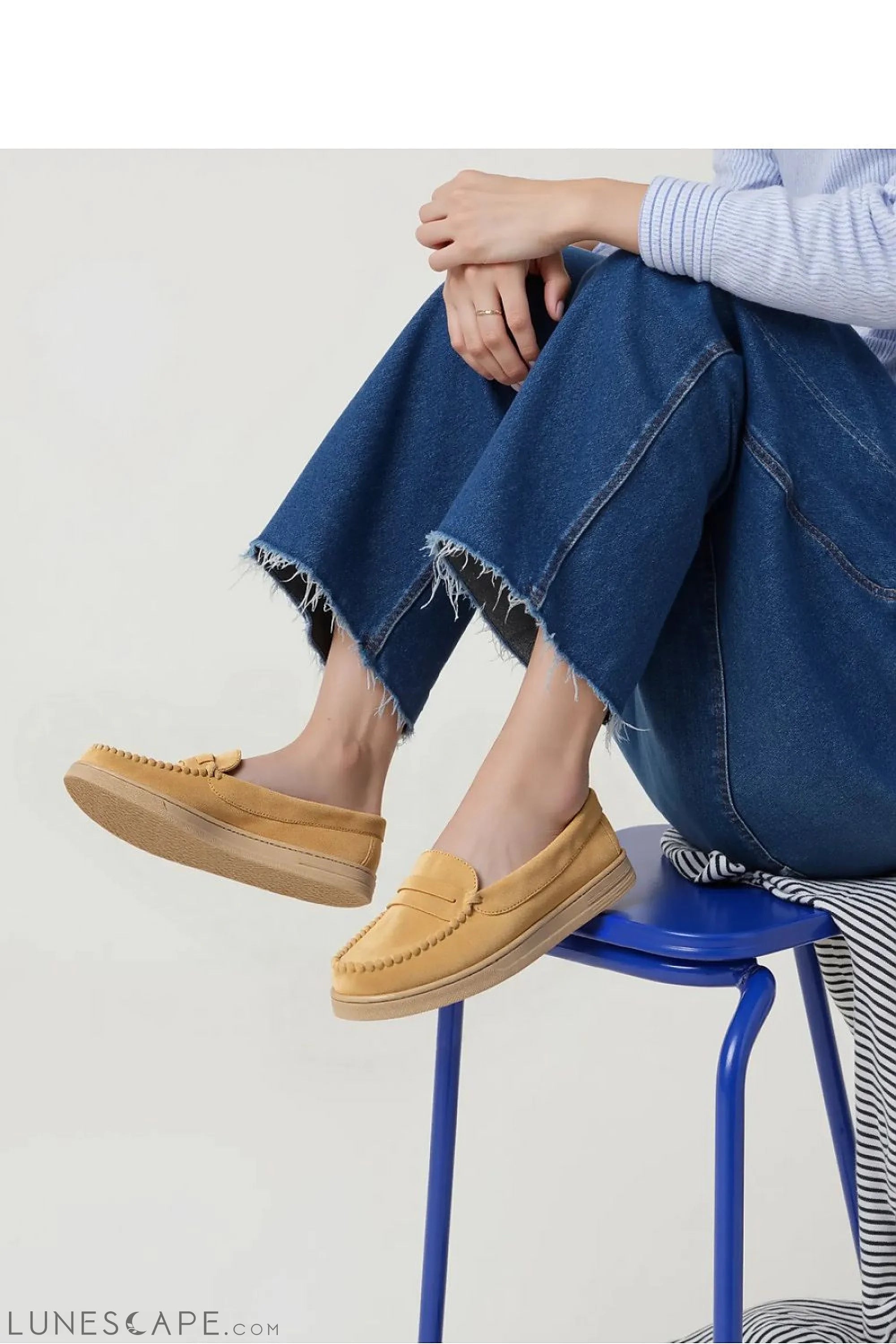 Honey Eco-Suede Women’s Loafers with Raised Sole and Penny Strap LUNESCAPE