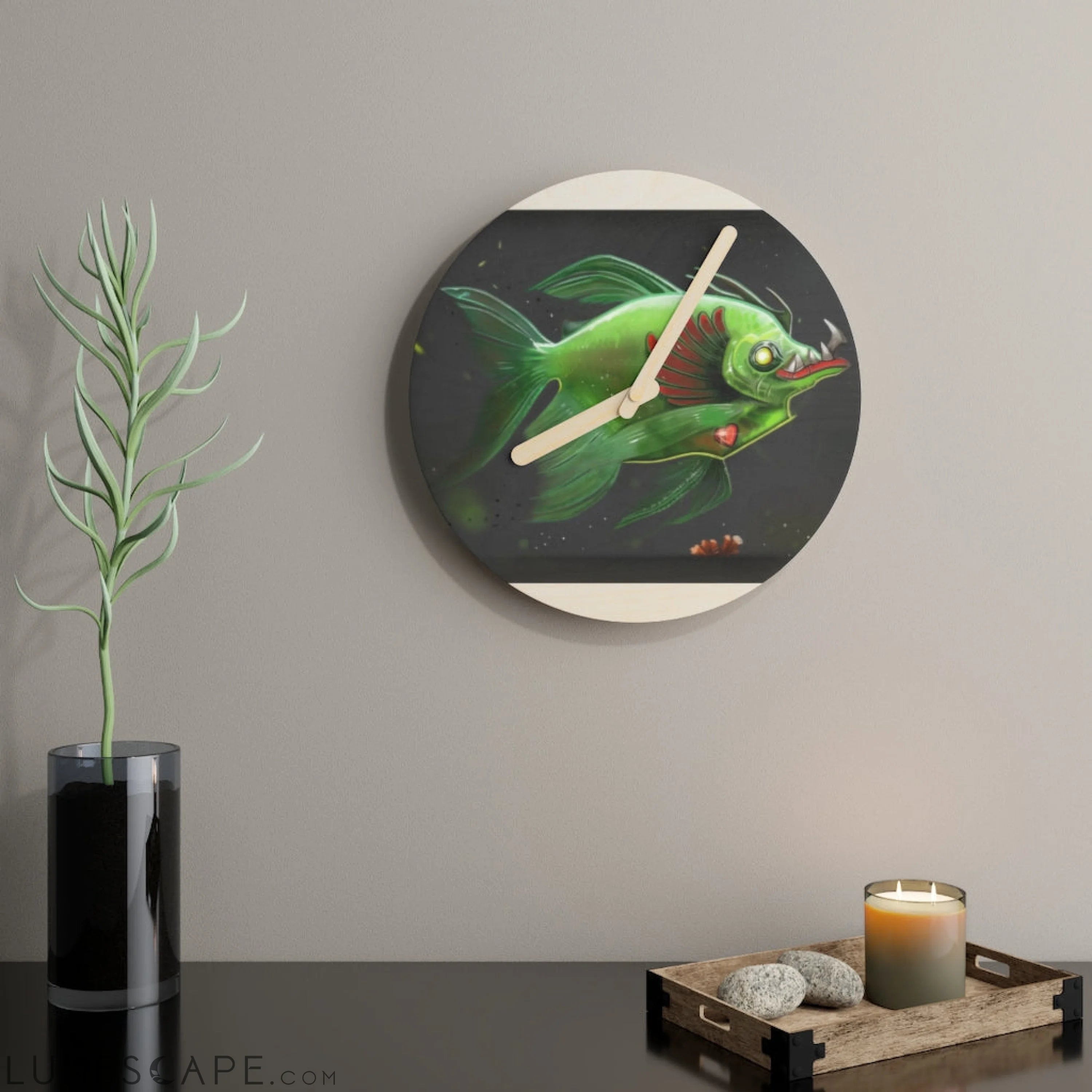 Hook Lung Jaw Wooden Wall Clock LUNESCAPE