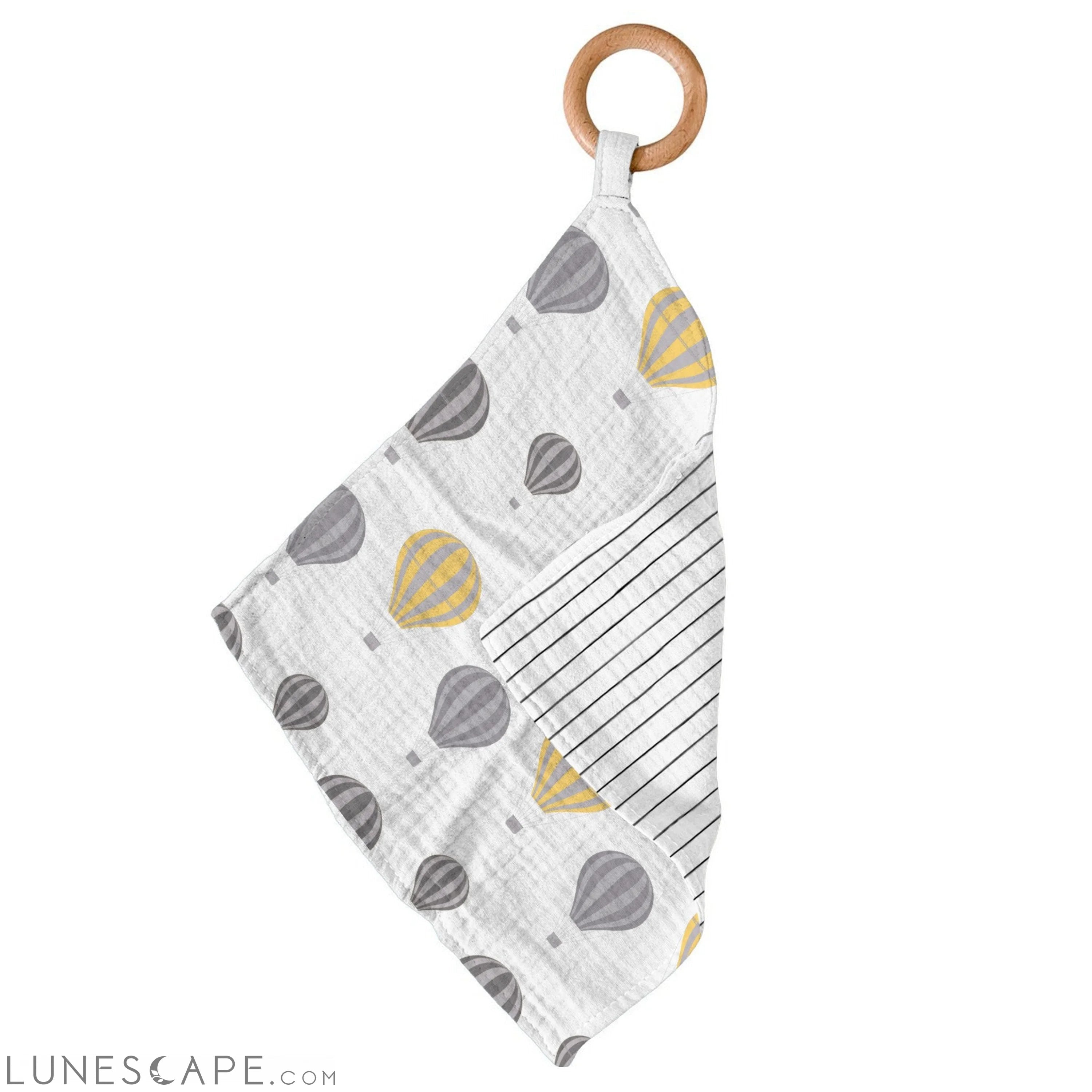 Hot Air Balloon & Pencil Stripe Bamboo Blankie Teether LUNESCAPE