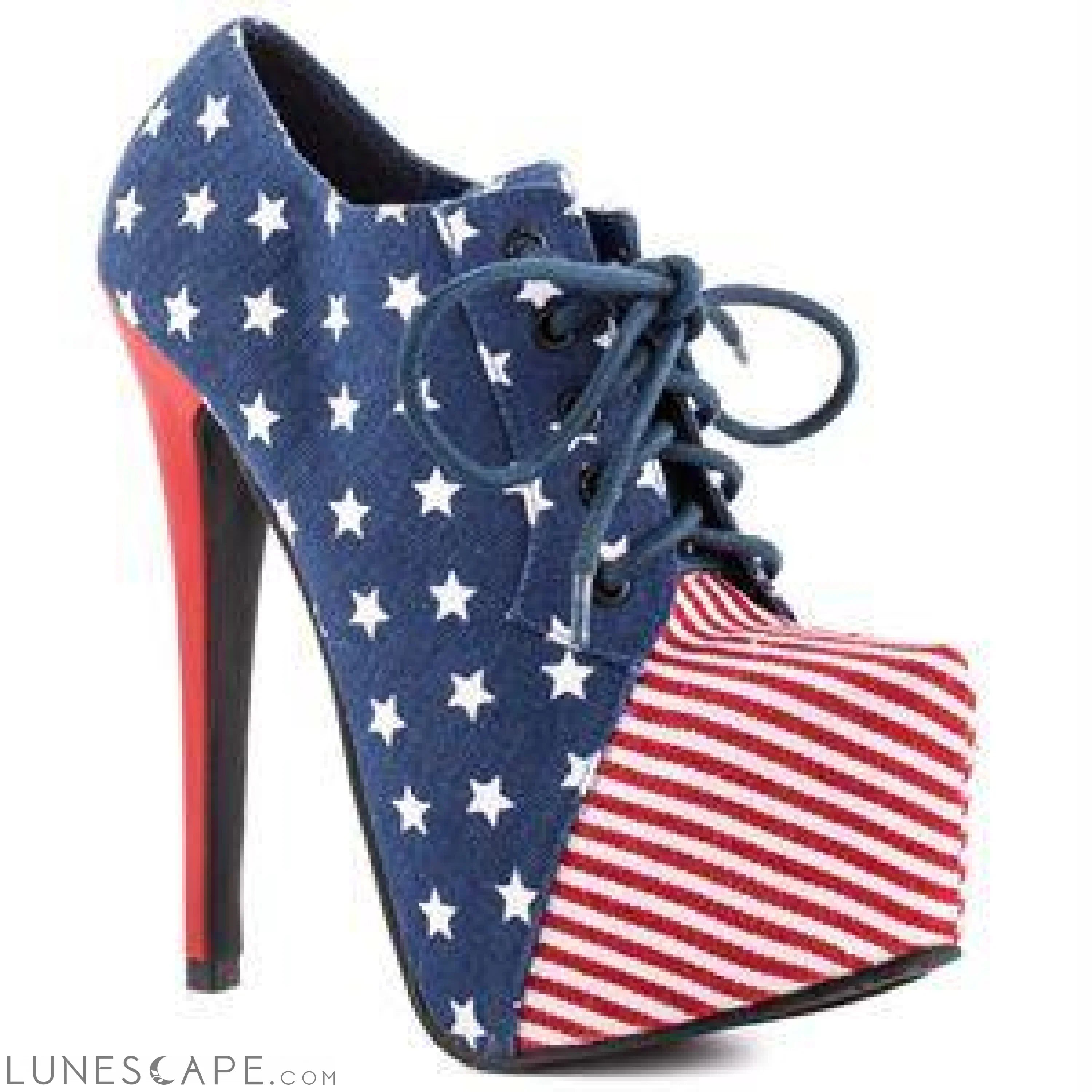 HUMILIA American Flag Lace=Up Platform Ankle Bootie LUNESCAPE