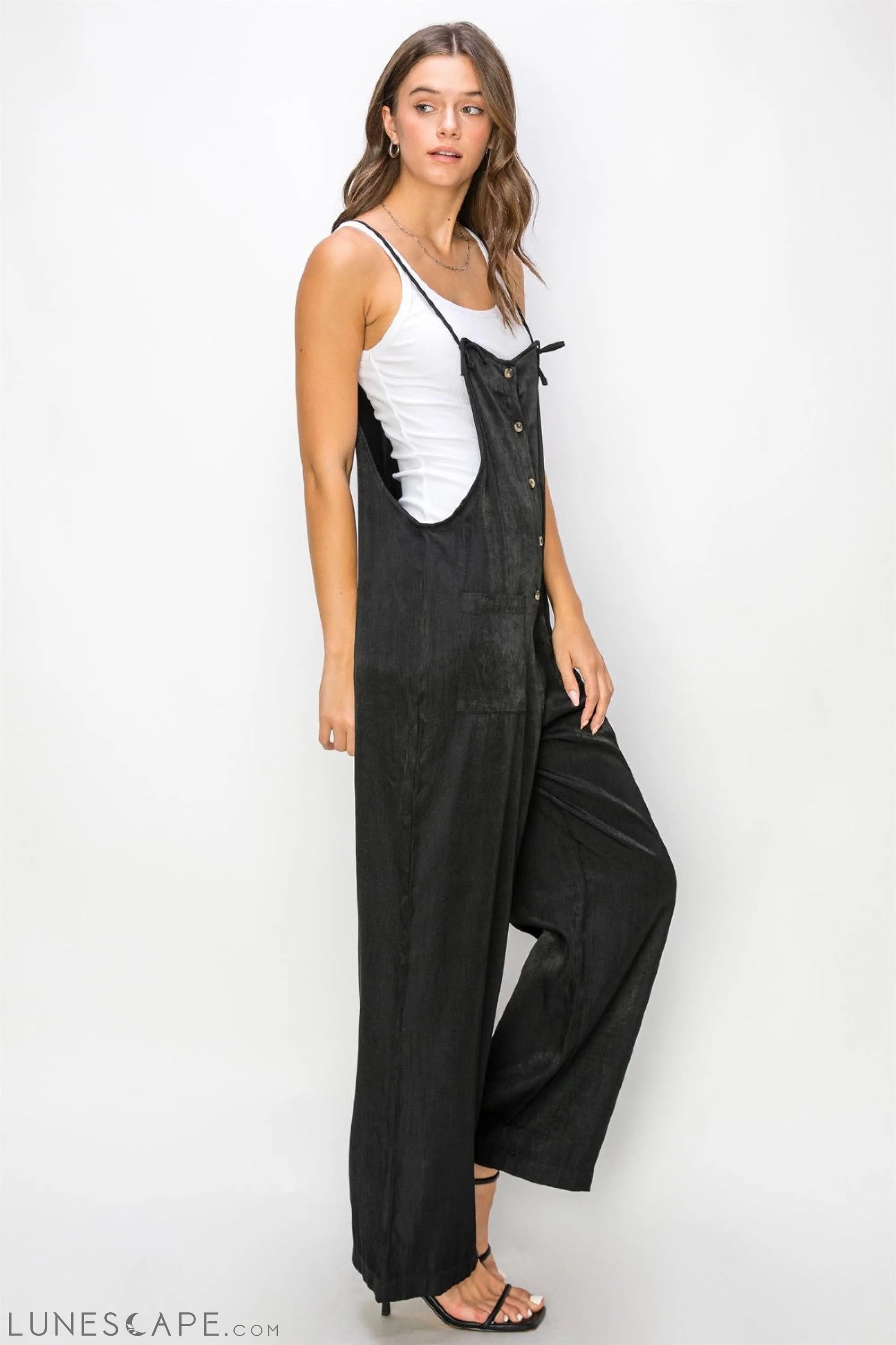 HYFVE Half Button Sleeveless Straight Jumpsuit LUNESCAPE