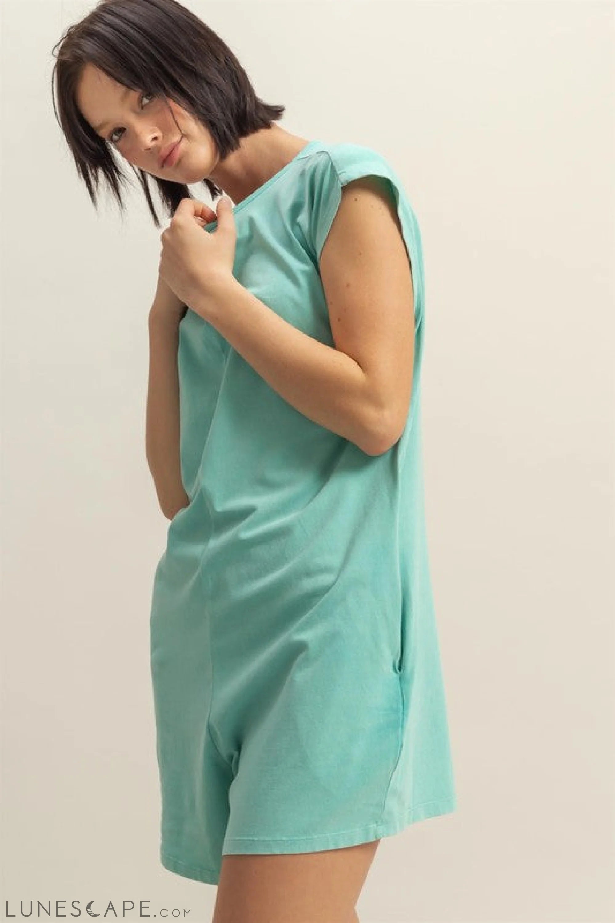 HYFVE Round Neck Cap Sleeve Relaxed Fit Breezy Romper LUNESCAPE
