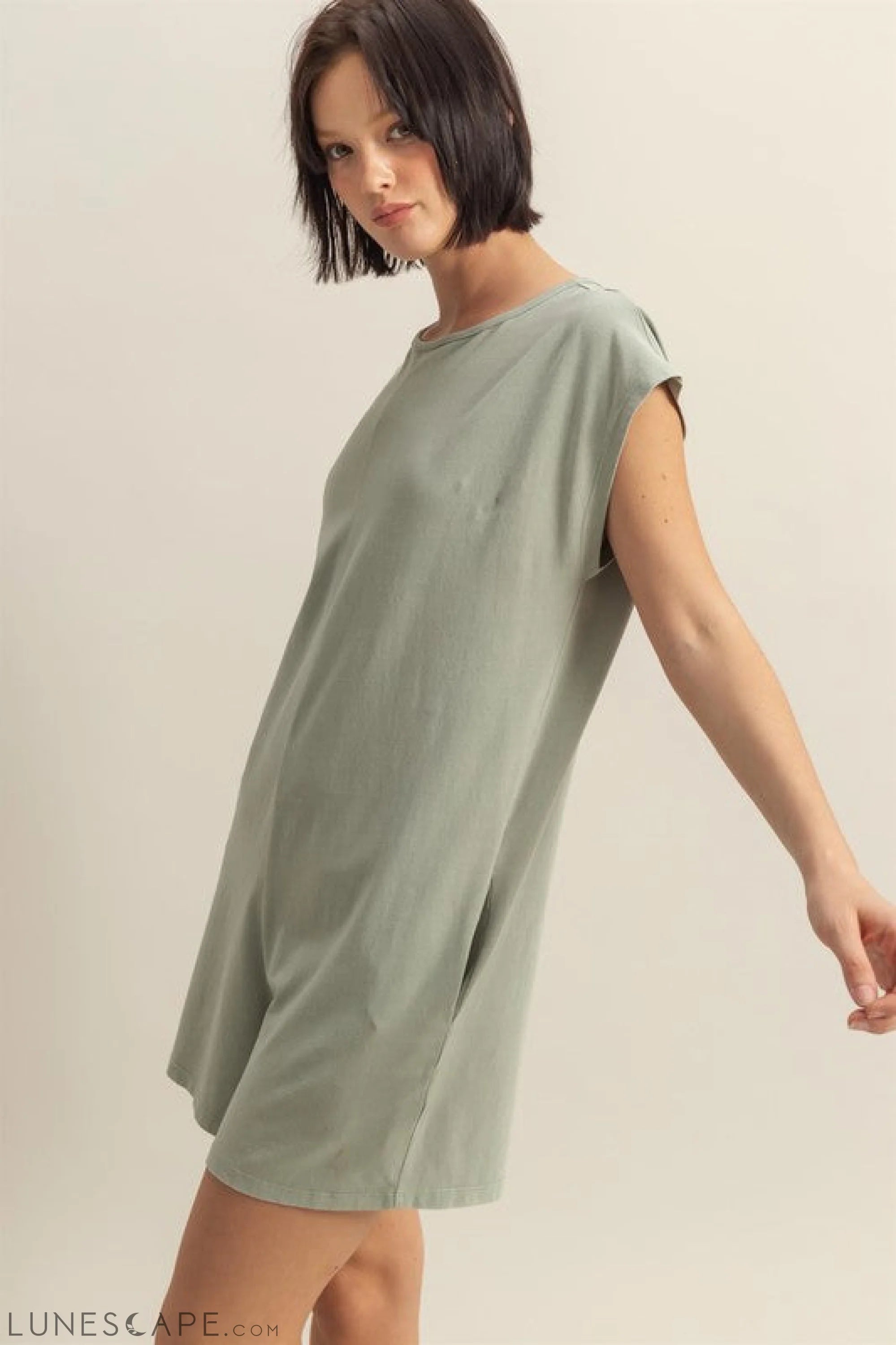 HYFVE Round Neck Cap Sleeve Relaxed Fit Breezy Romper LUNESCAPE