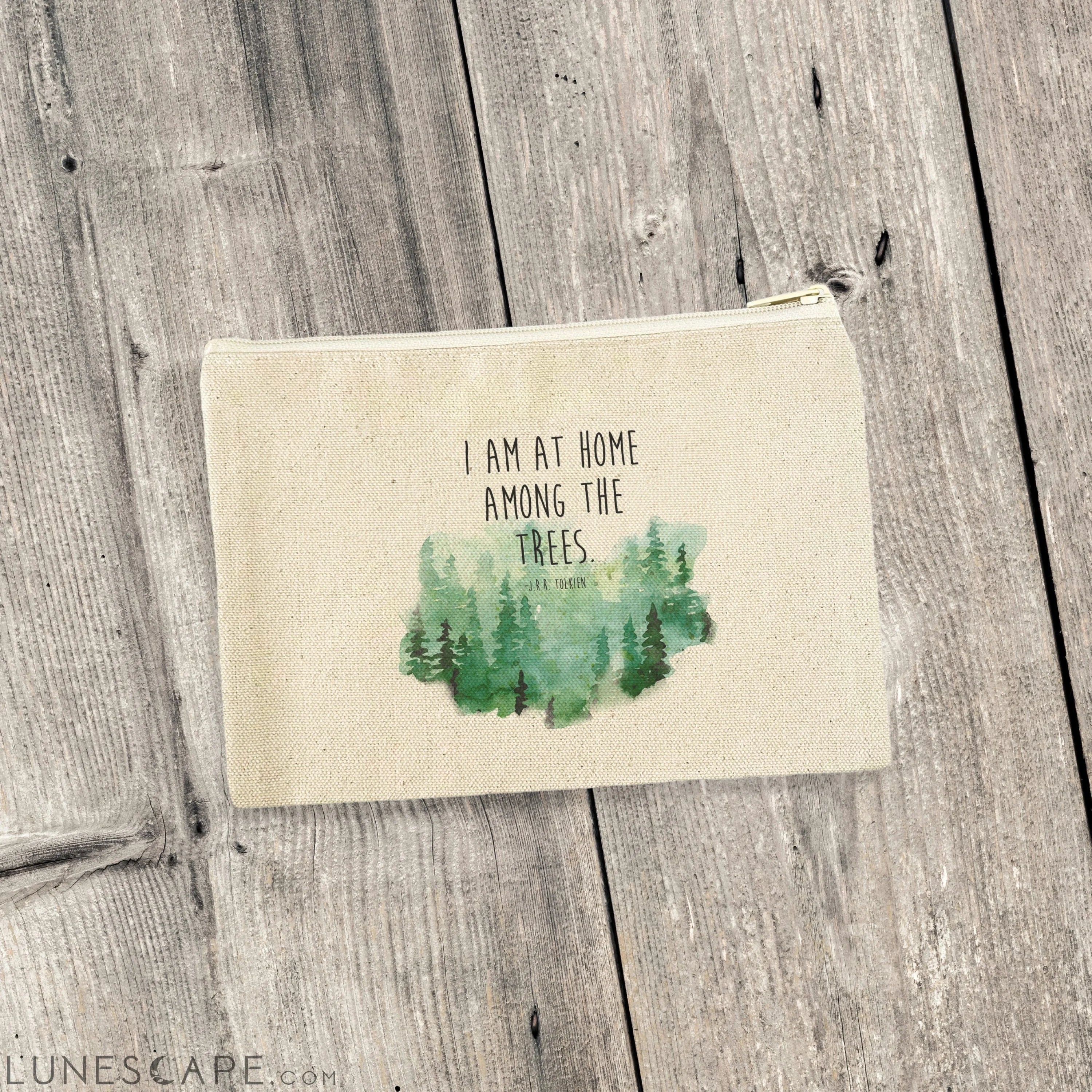 I am at Home Among the Trees - Canvas Zipper Pouch LUNESCAPE