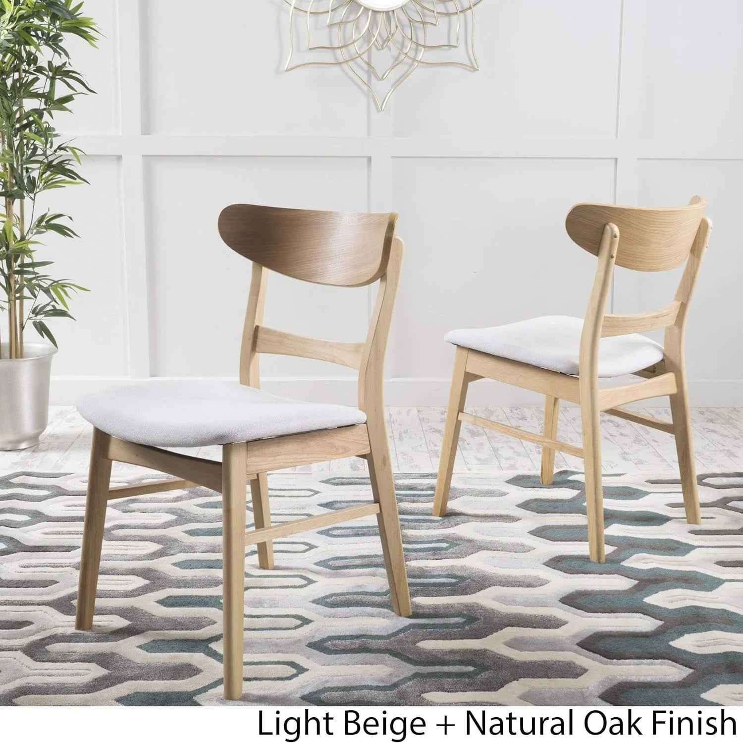 Idalia Dining Chairs, 2-Pcs Set, Light Beige / Oak Finish LUNESCAPE