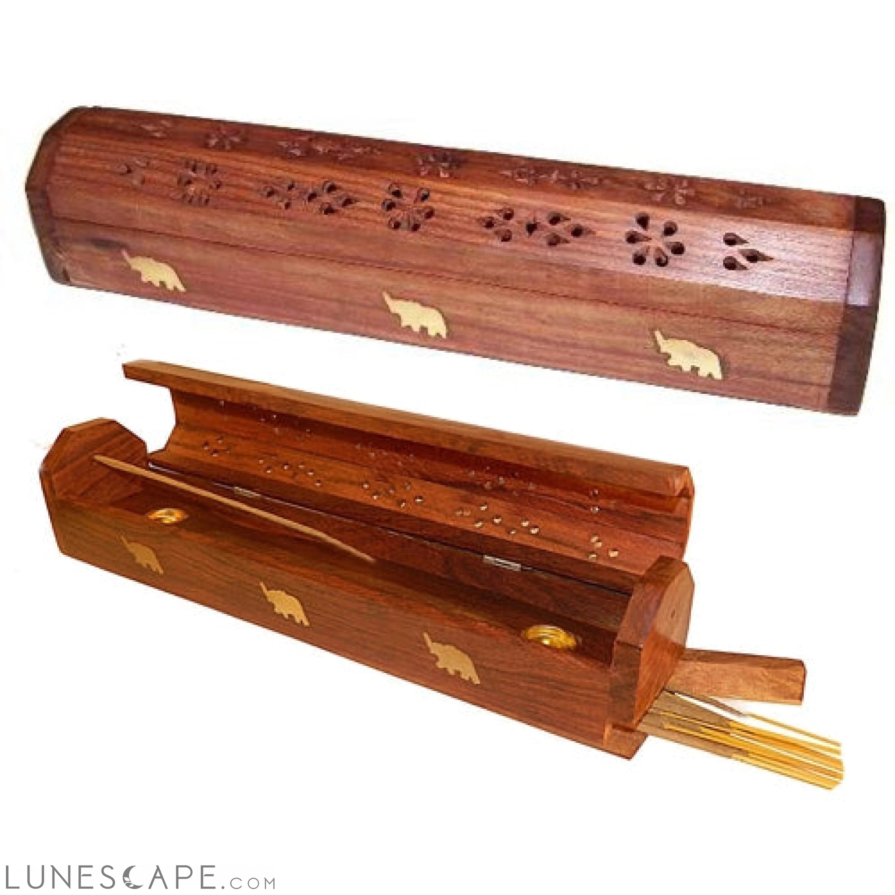Incense Burner - Storage Wooden Box ~  Elephant LUNESCAPE