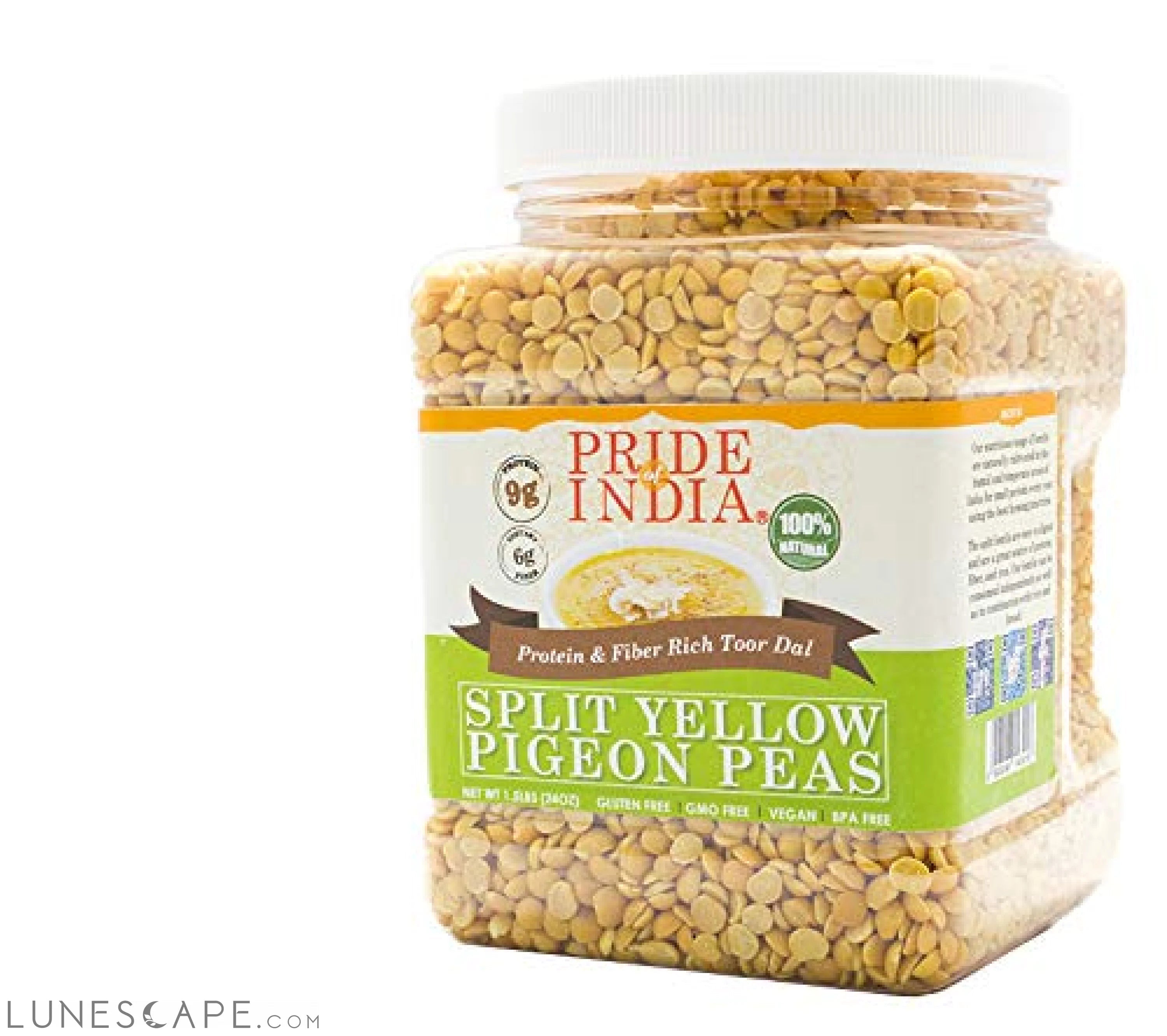 Indian Split Yellow Pigeon Peas - Protein & Fiber Rich Toor Dal Jar LUNESCAPE