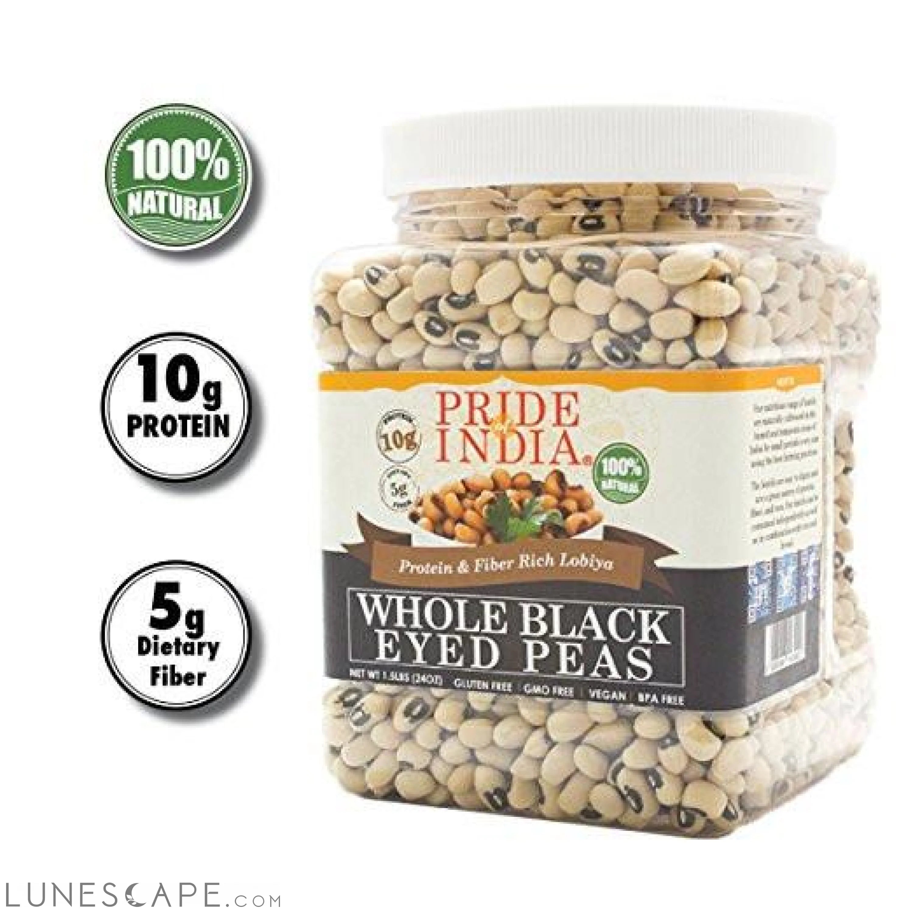 Indian Whole Black Eyed Peas - Protein & Fiber Rich Lobiya Jar LUNESCAPE