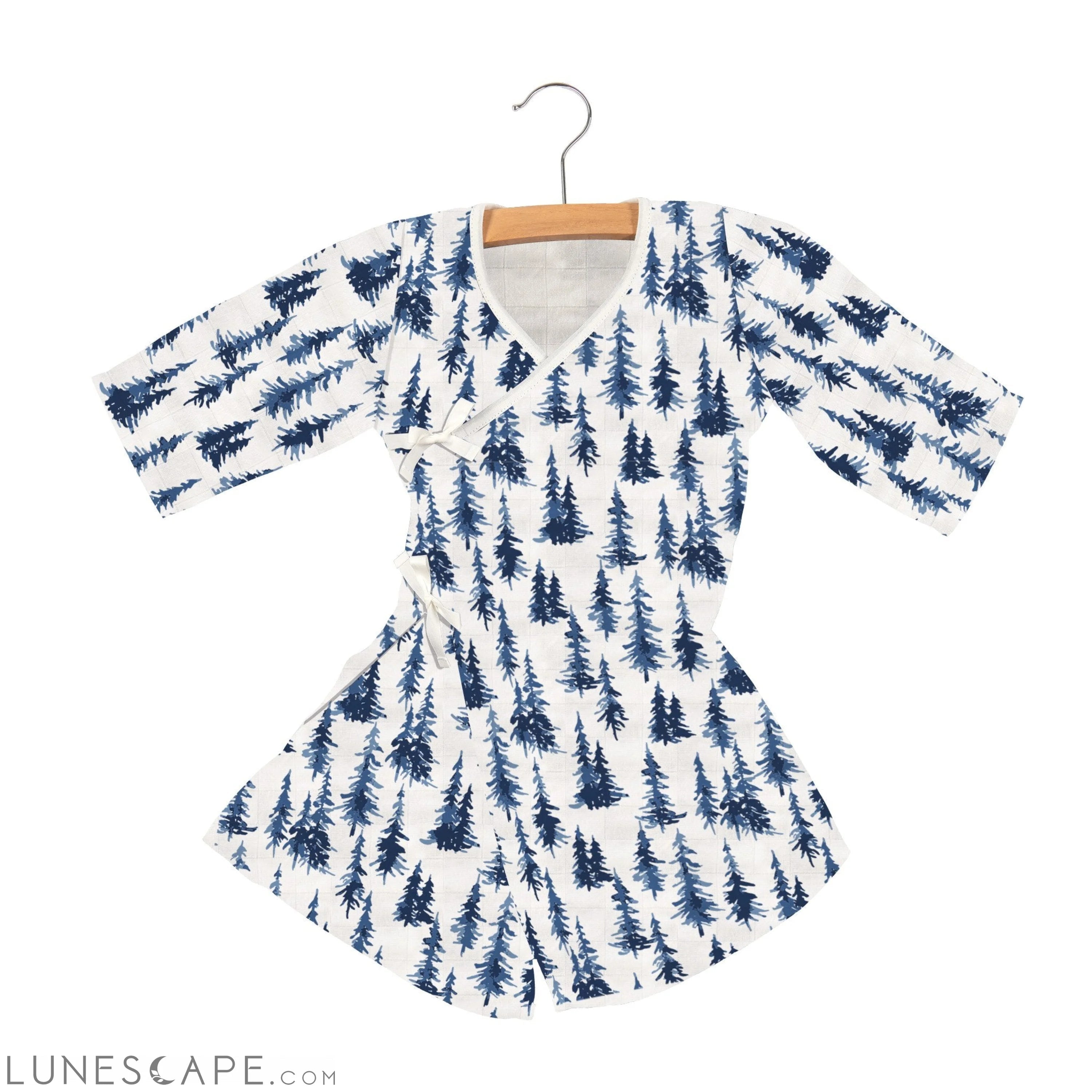 Indigo Forest Bamboo Newcastle Mini Wrap Dress LUNESCAPE