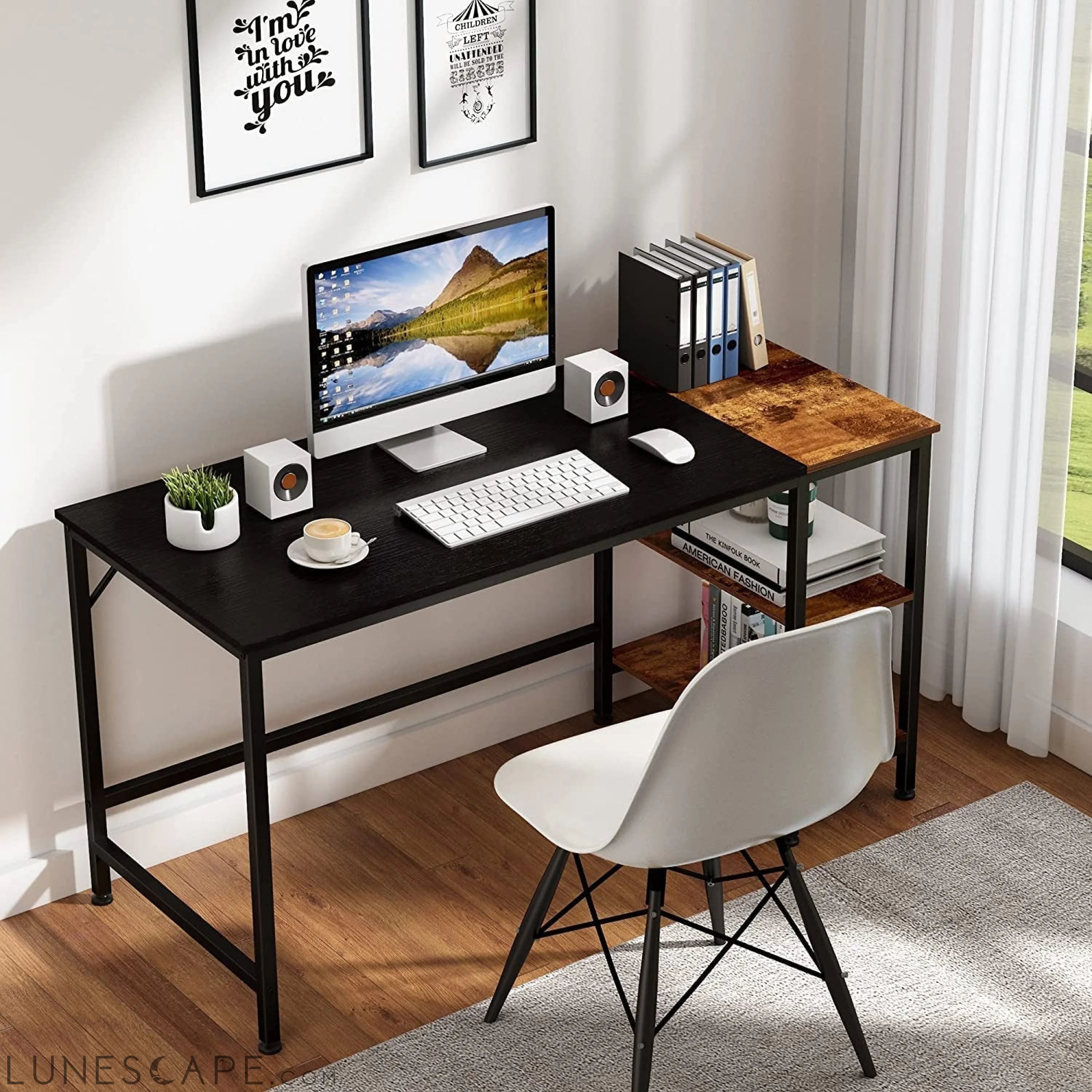 Industrial Writing Desk with Storage Shelf, 60″ LUNESCAPE