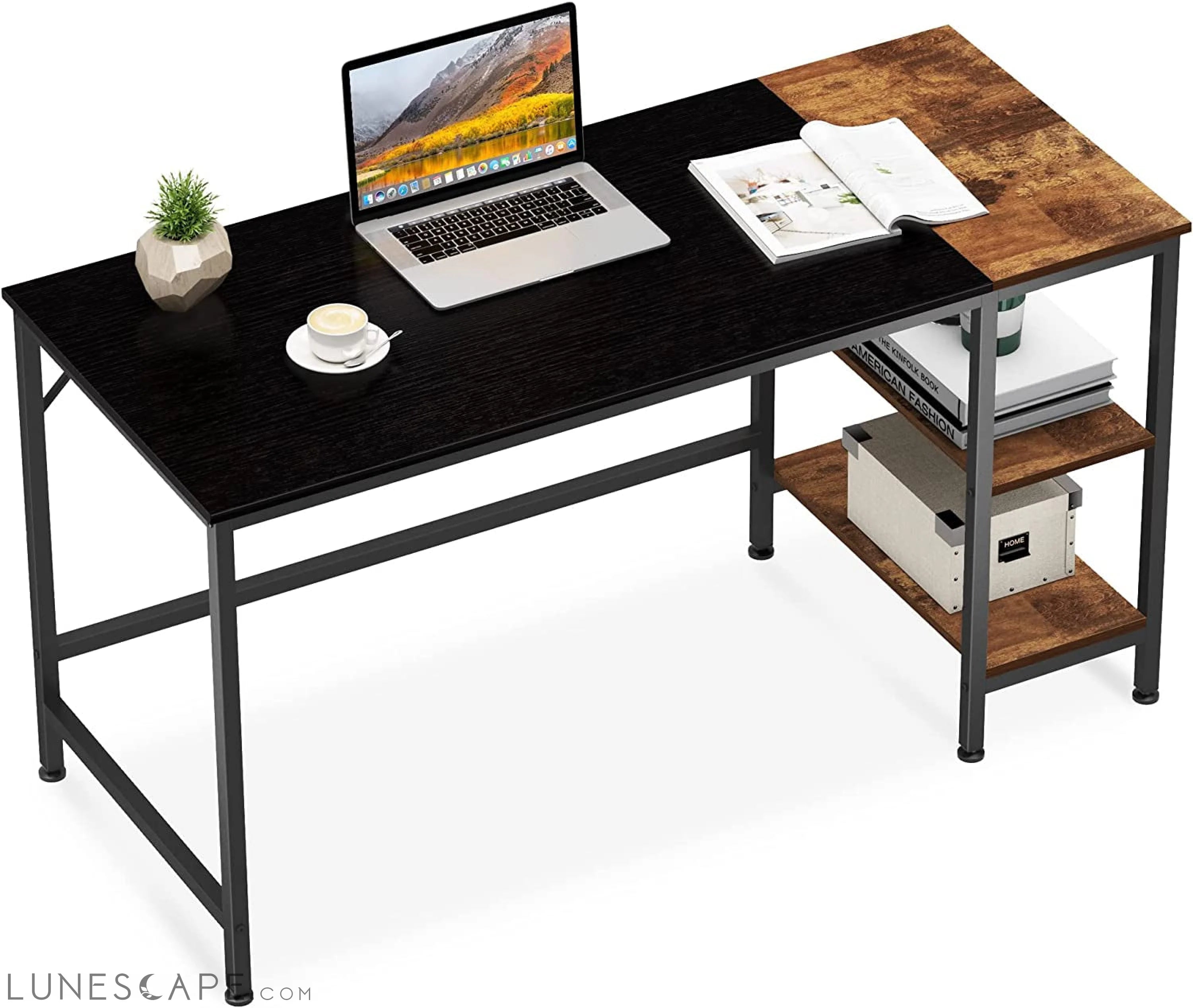 Industrial Writing Desk with Storage Shelf, 60″ LUNESCAPE
