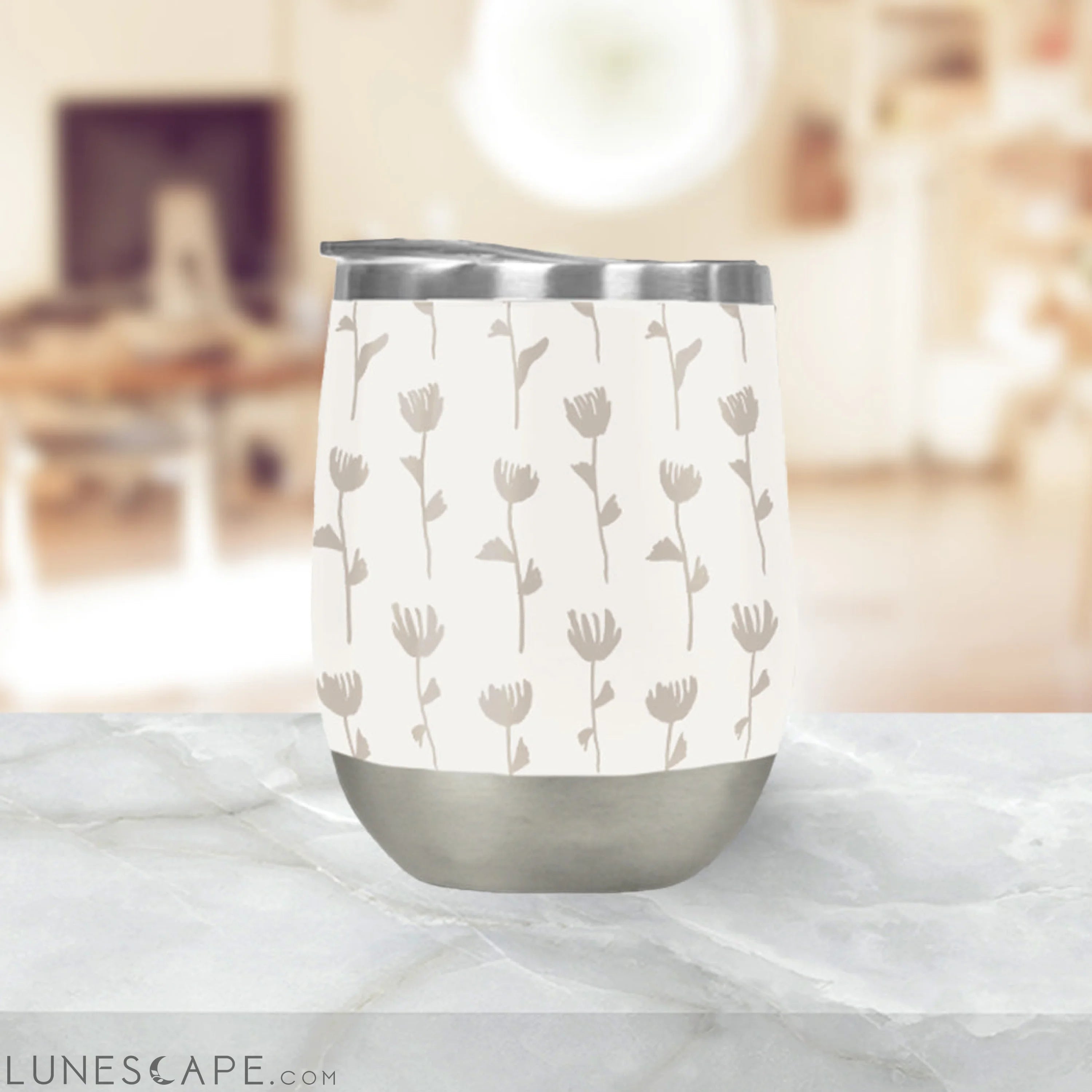 Ink Flower Wine Tumbler LUNESCAPE
