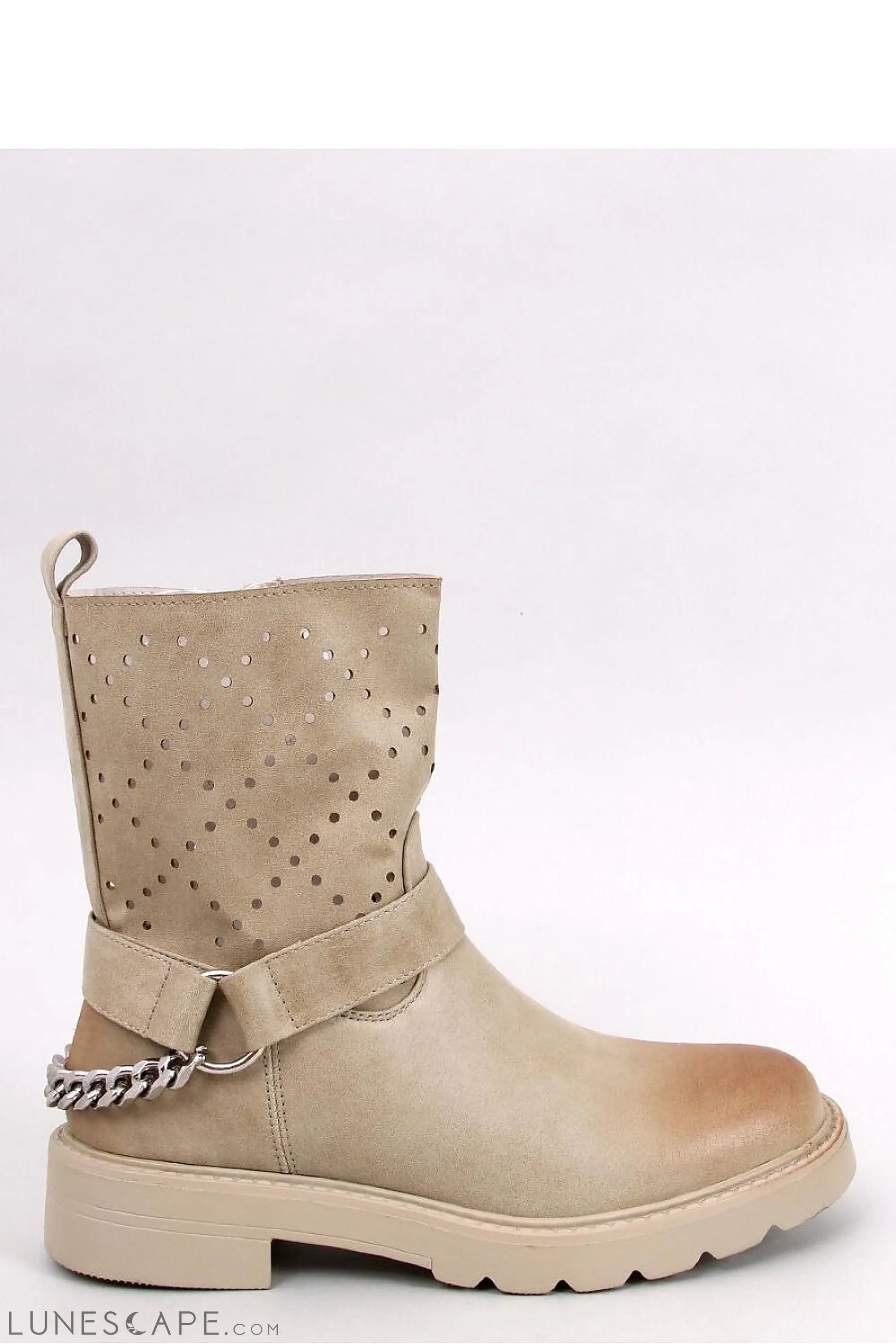 Intricate Diamond Openwork Suede Ankle Boots for Women - Platform Lug Sole LUNESCAPE