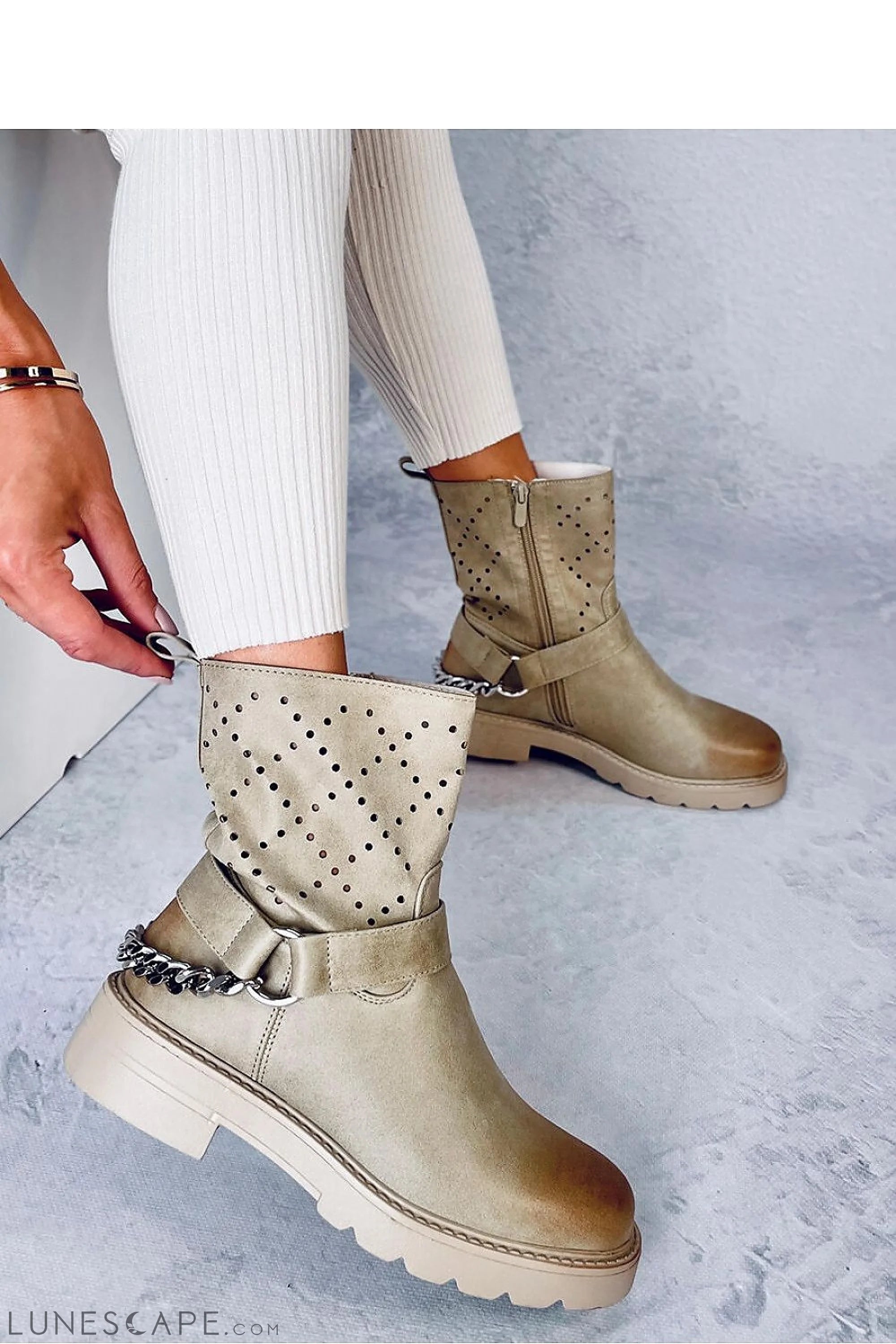 Intricate Diamond Openwork Suede Ankle Boots for Women - Platform Lug Sole LUNESCAPE
