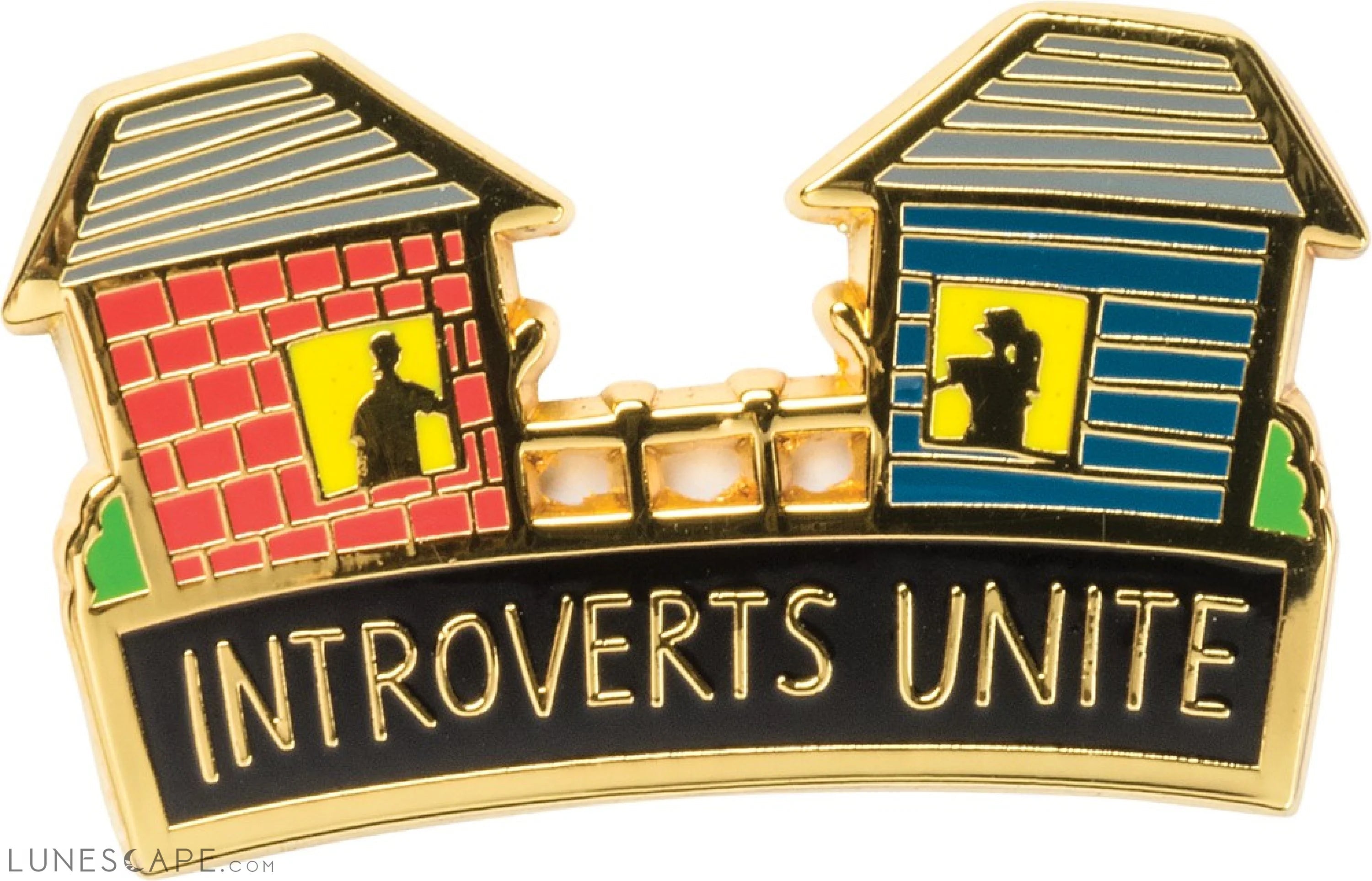 Introverts Unite (From Their Own Houses) Enamel Pin with Gift Card LUNESCAPE